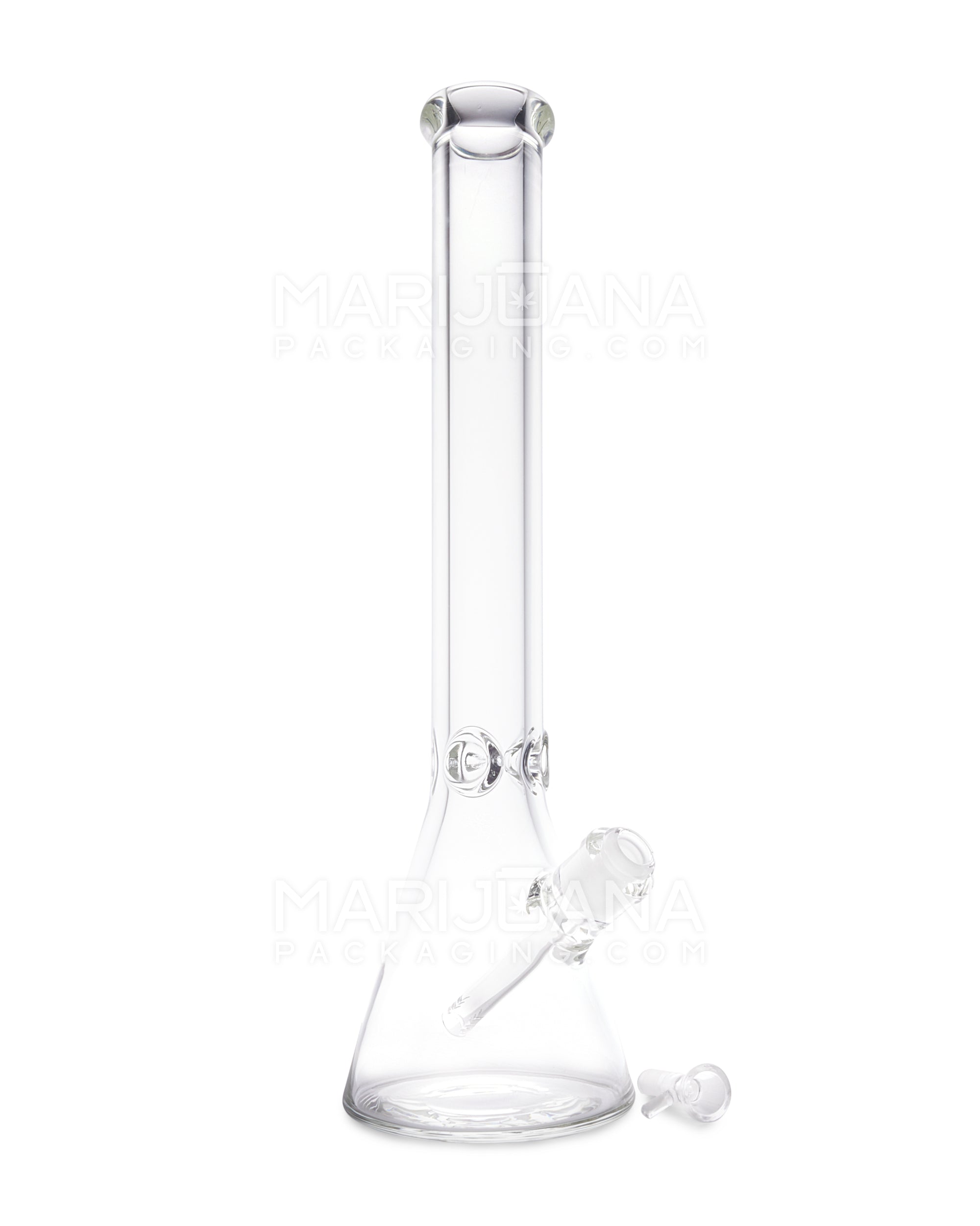 USA Glass | Straight Neck Heavy Thick Glass Beaker Water Pipe w/ Ice Catcher | 18in Tall - 14mm Bowl - Clear