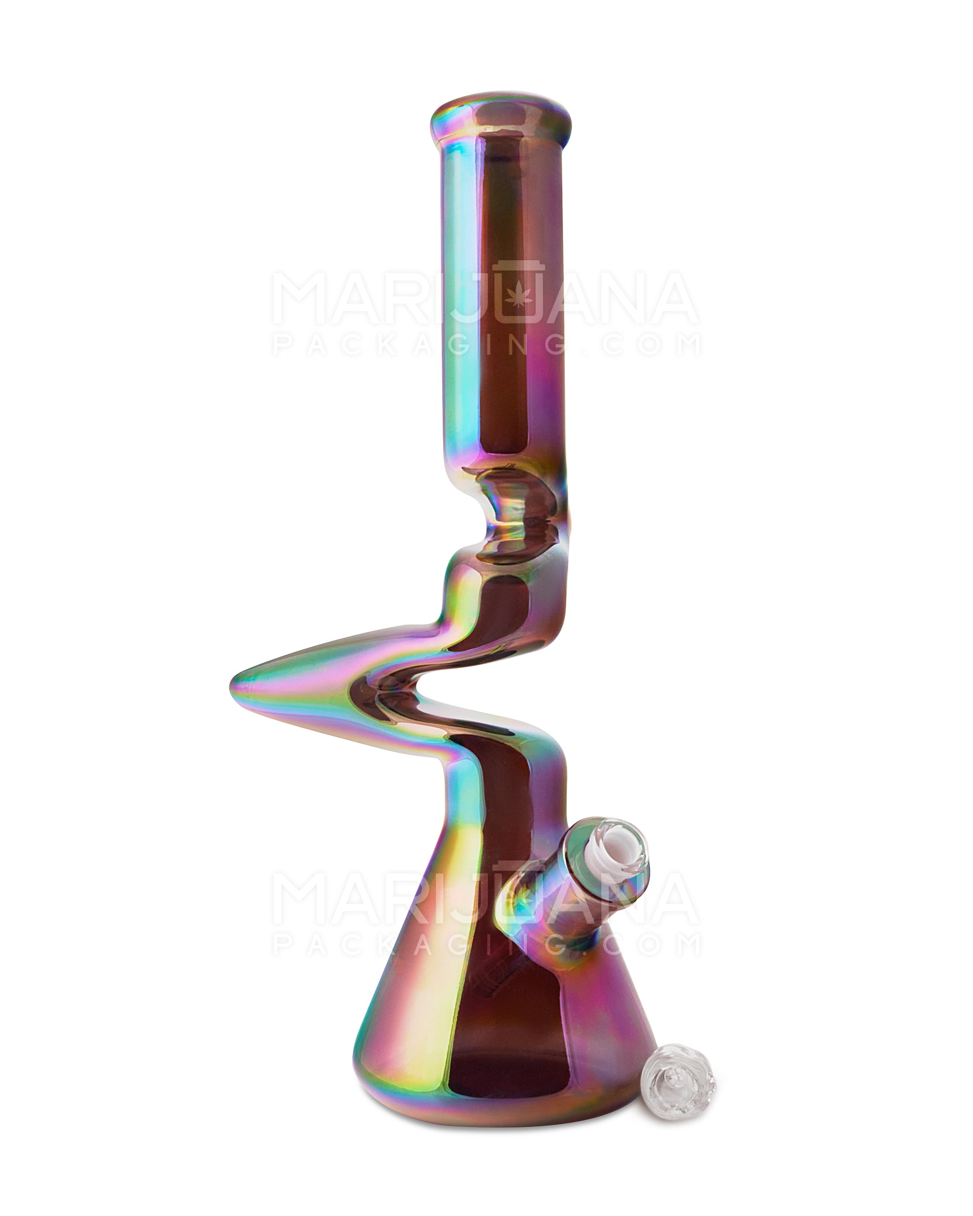 USA Glass | Z-Neck Heavy Zong Glass Beaker Water Pipe | 16in Tall - 14mm Bowl - Assorted