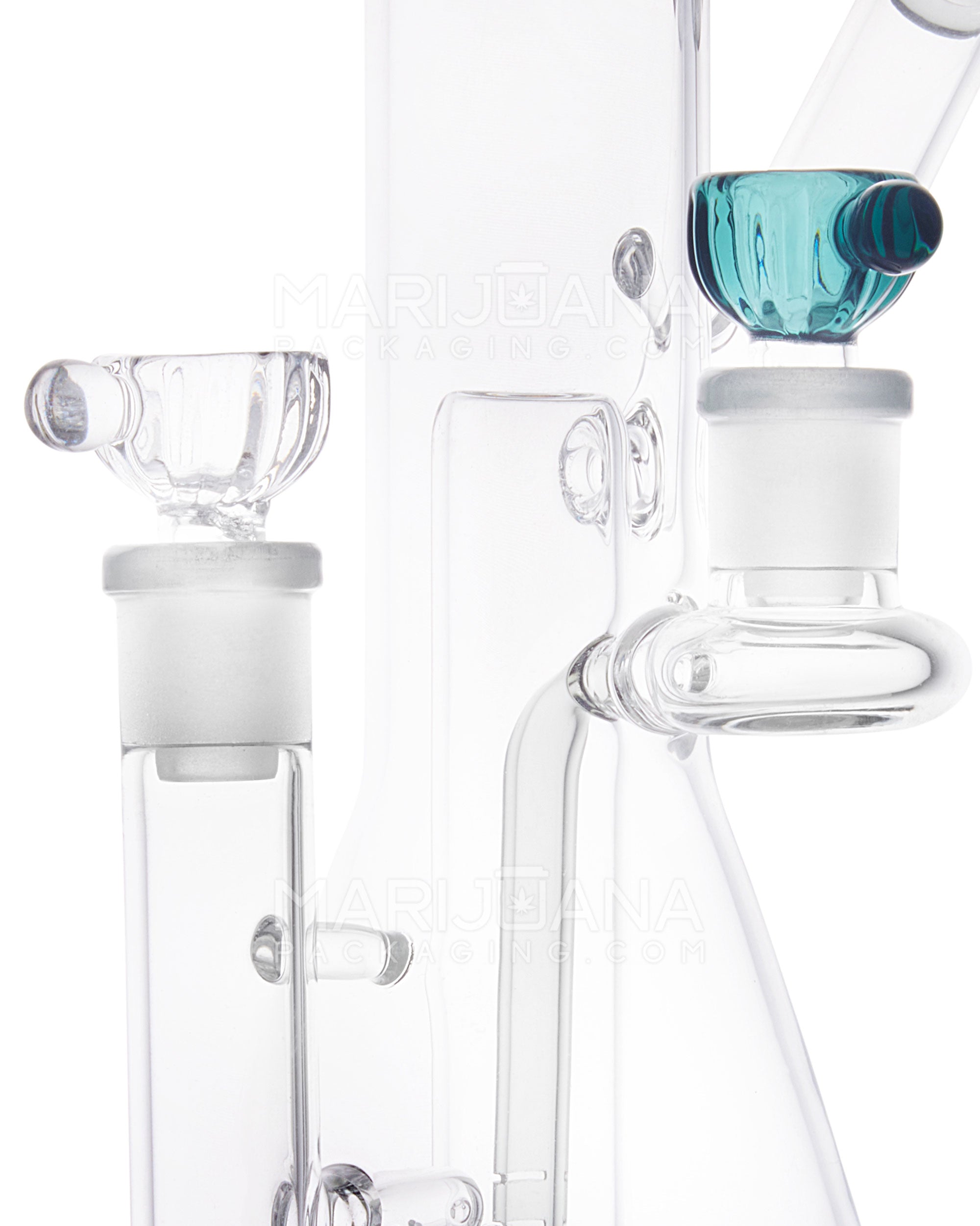 USA Glass | Bent Neck Dual Chamber Beaker Water Pipe | 7.5in Tall - 14mm Bowl - Smoke