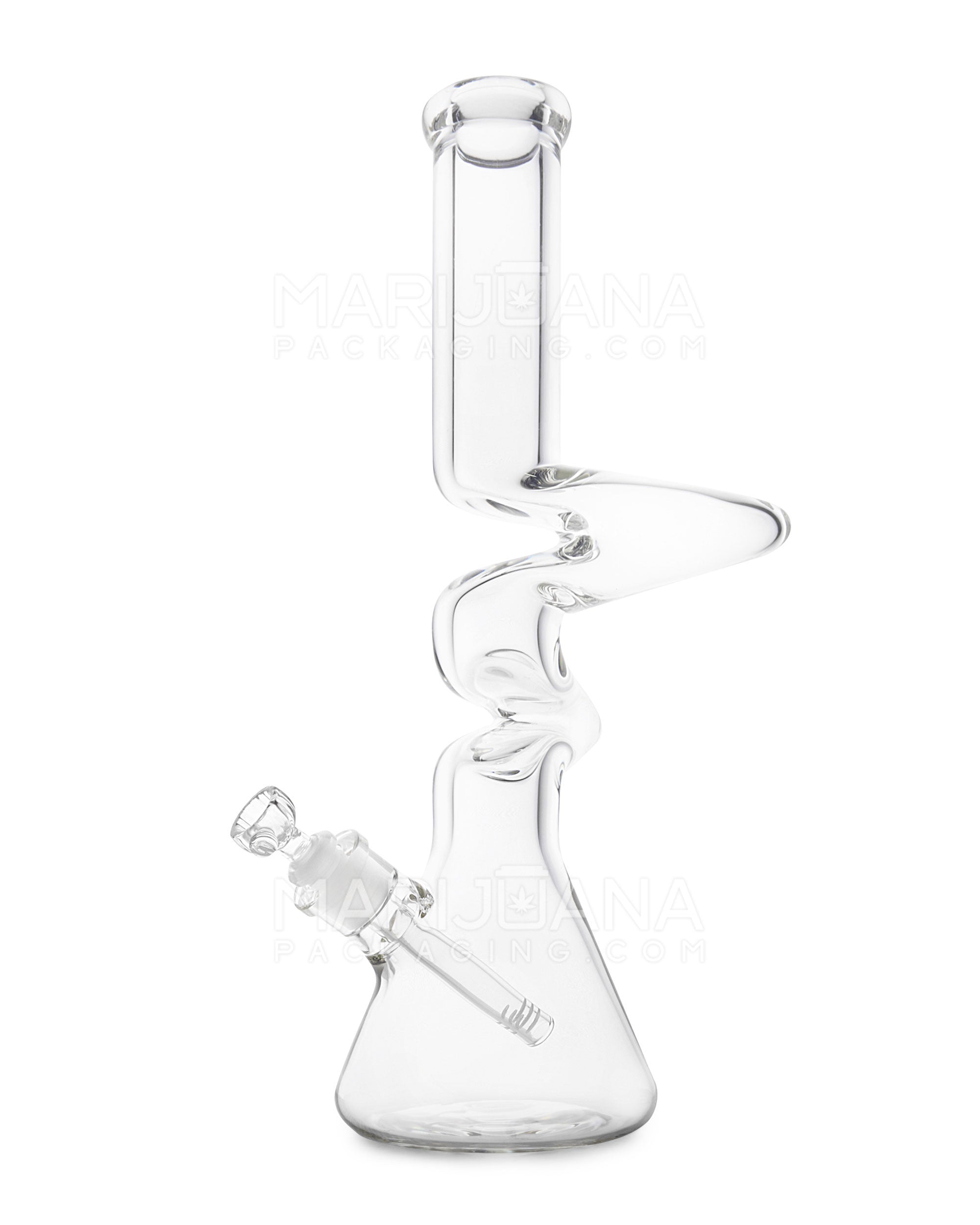 USA Glass | Z-Neck Heavy Zong Glass Beaker Water Pipe | 16in Tall - 14mm Bowl - Clear