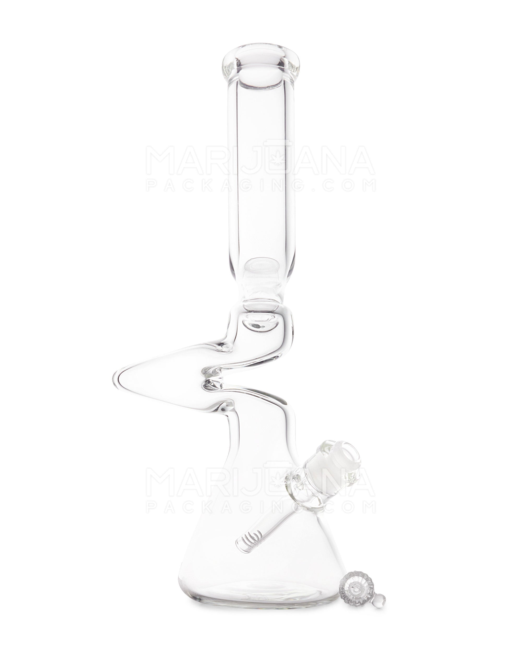 USA Glass | Z-Neck Heavy Zong Glass Beaker Water Pipe | 14in Tall - 14mm Bowl - Clear