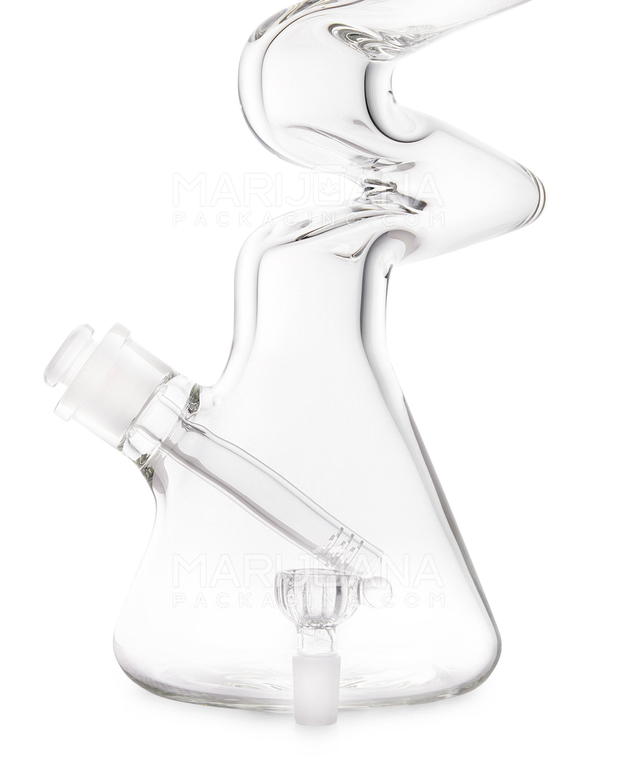 USA Glass | Z-Neck Heavy Zong Glass Beaker Water Pipe | 14in Tall - 14mm Bowl - Clear