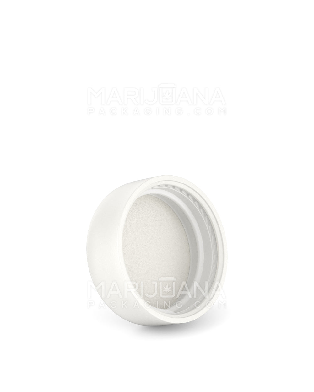 POLLEN GEAR | HiLine Child Resistant Smooth Push Down & Turn Plastic Round Caps w/ Foam Liner | 28mm - Matte White - 308 Count - 2