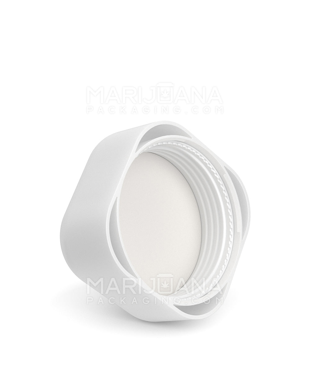 POLLEN GEAR | Child Resistant Rounded SoftSquare Push Down & Turn Plastic Caps | 46mm - Matte White - 72 Count