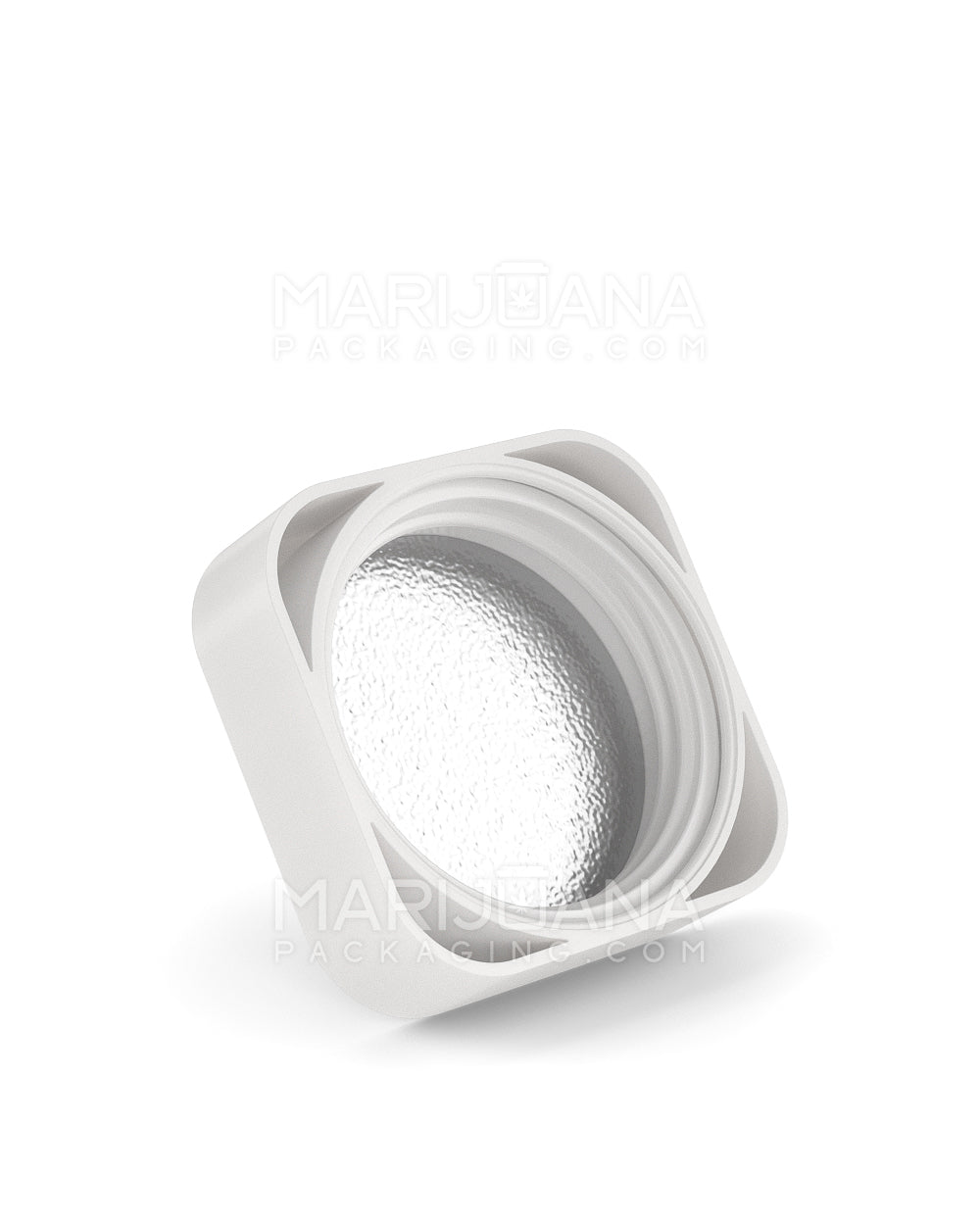 POLLEN GEAR | Child Resistant SoftSquare Push Down & Turn Plastic Caps w/ 3 Layer Foil Liner | 46mm - Matte White - 360 Count - 2