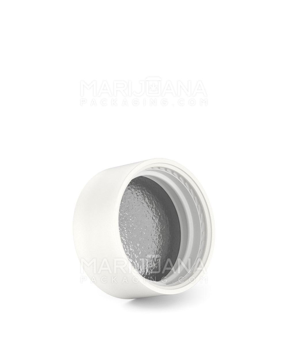 POLLEN GEAR | HiLine Child Resistant Smooth Push Down & Turn Plastic Scooped Caps w/ Foil Liner | 28mm - Matte White - 308 Count - 2