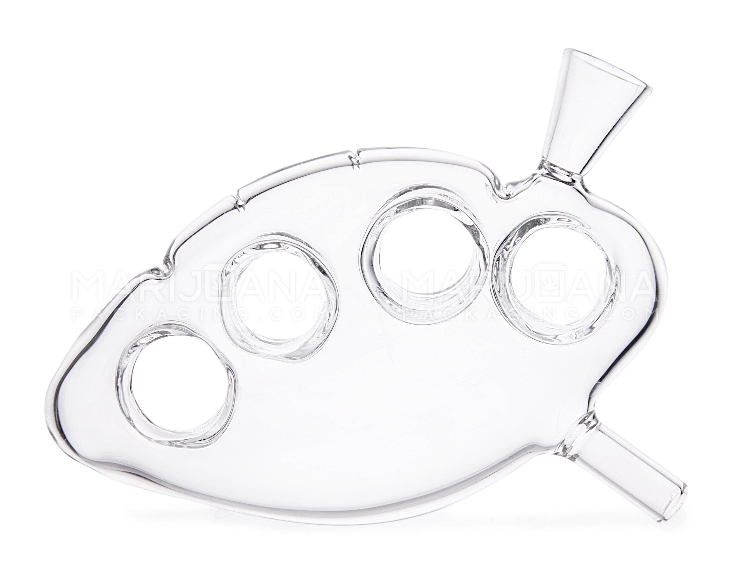 Knuckle Duster Hand Pipe w/ Bowl | 4.5in Long - Glass - Clear