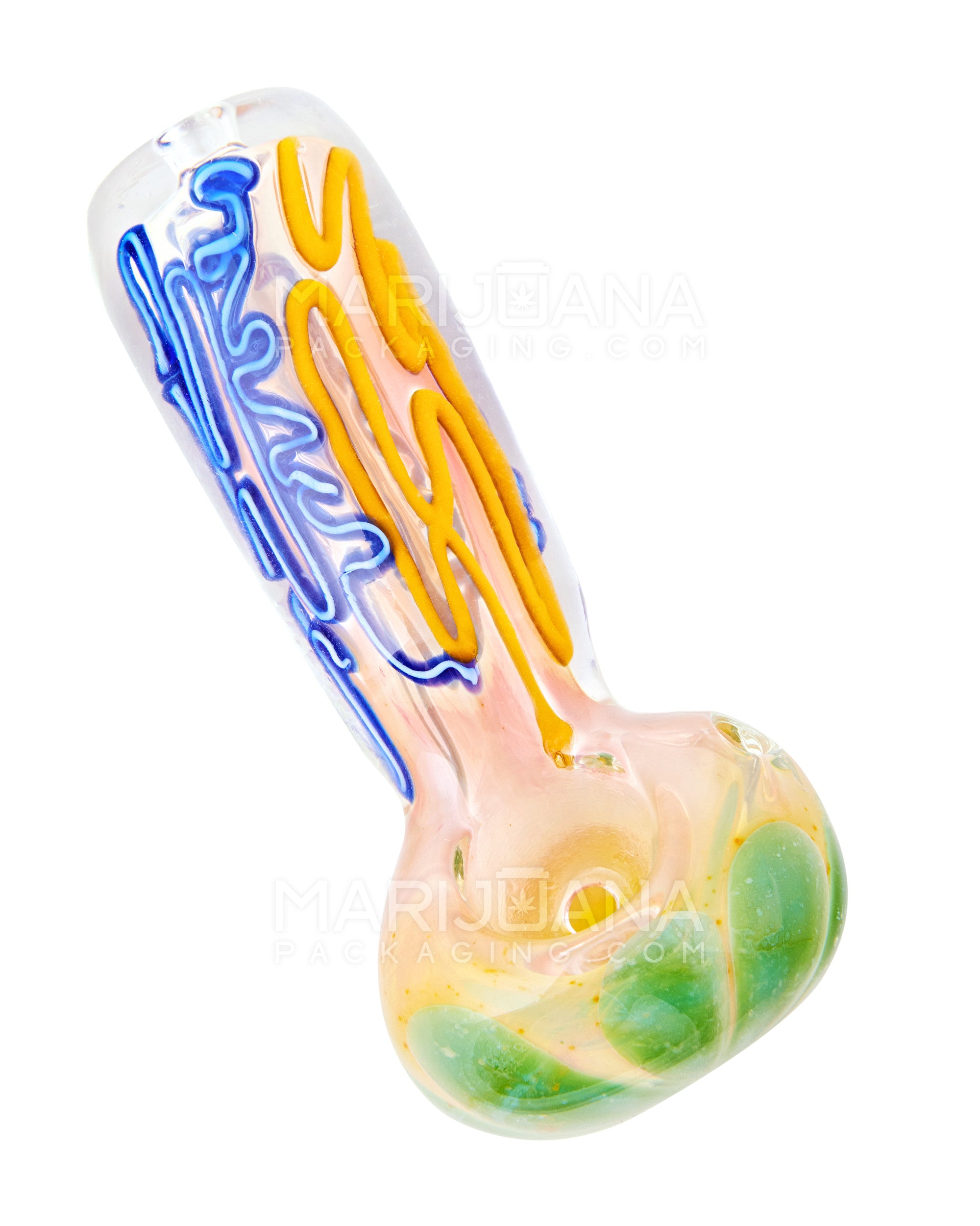 Swirl & Fumed Spiral Spoon Hand Pipe | 4.5in Long - Glass - Assorted