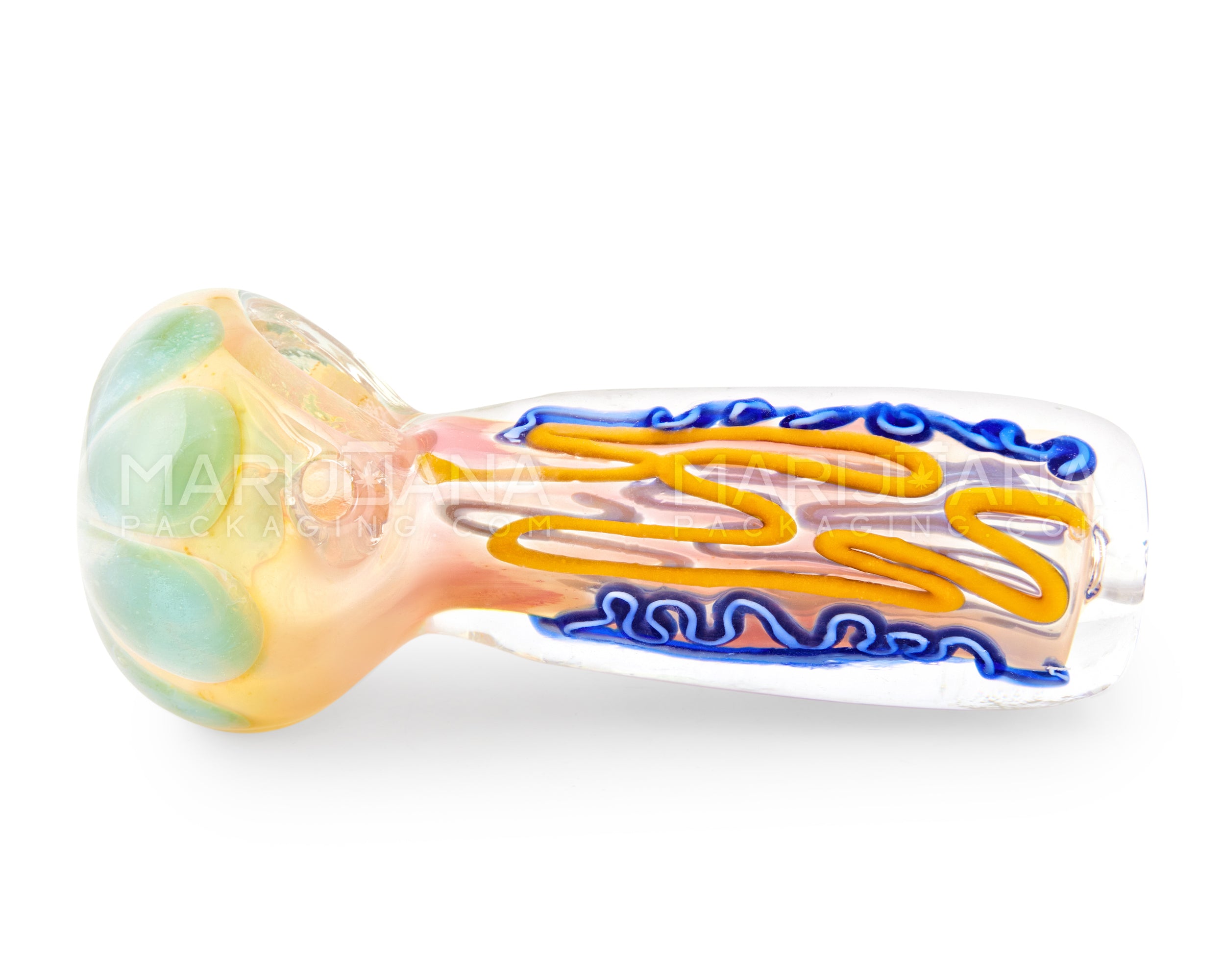 Swirl & Fumed Spiral Spoon Hand Pipe | 4.5in Long - Glass - Assorted