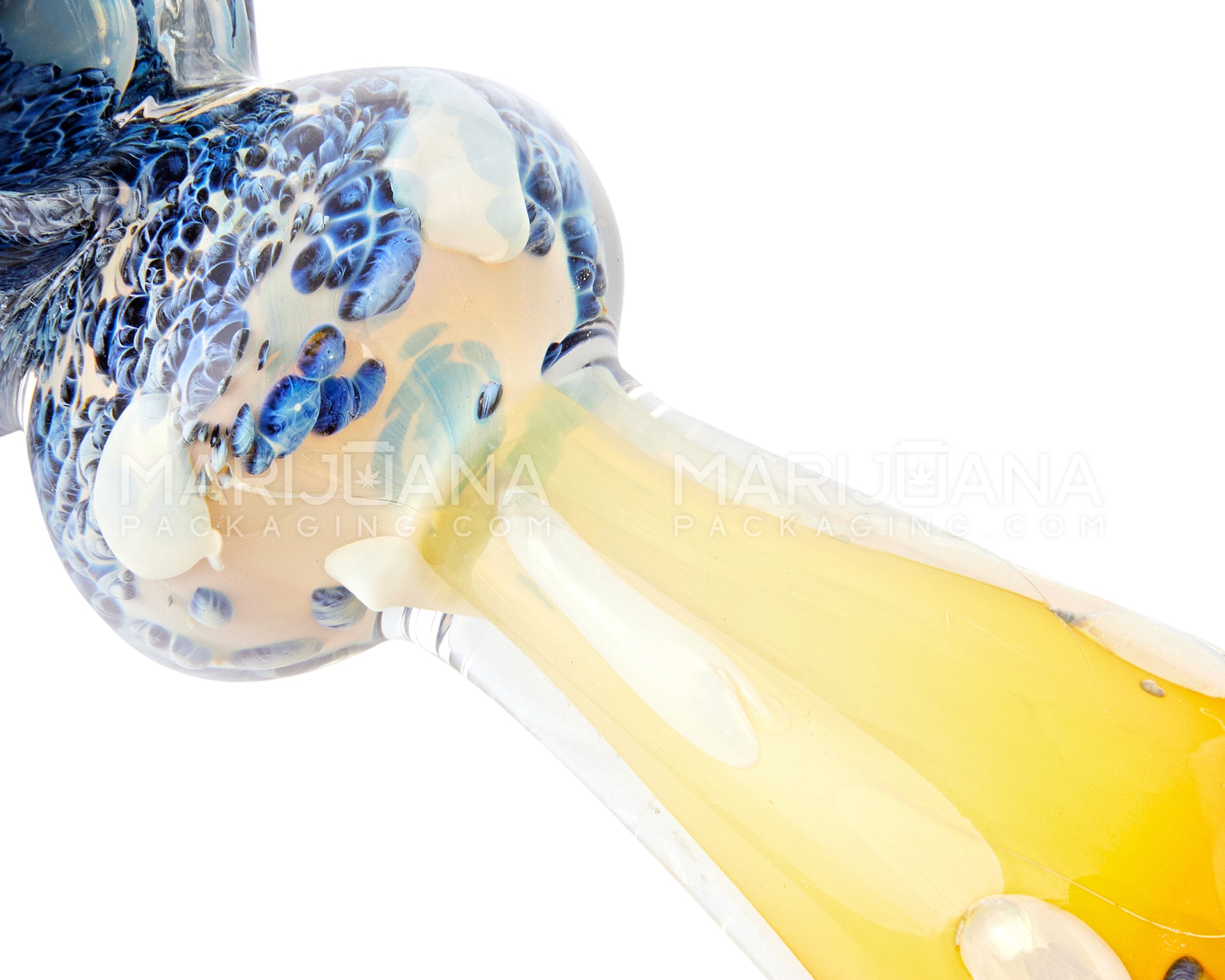 Frit & Fumed Spoon Hand Pipe w/ Single Bulge | 4.5in Long - Glass - Assorted
