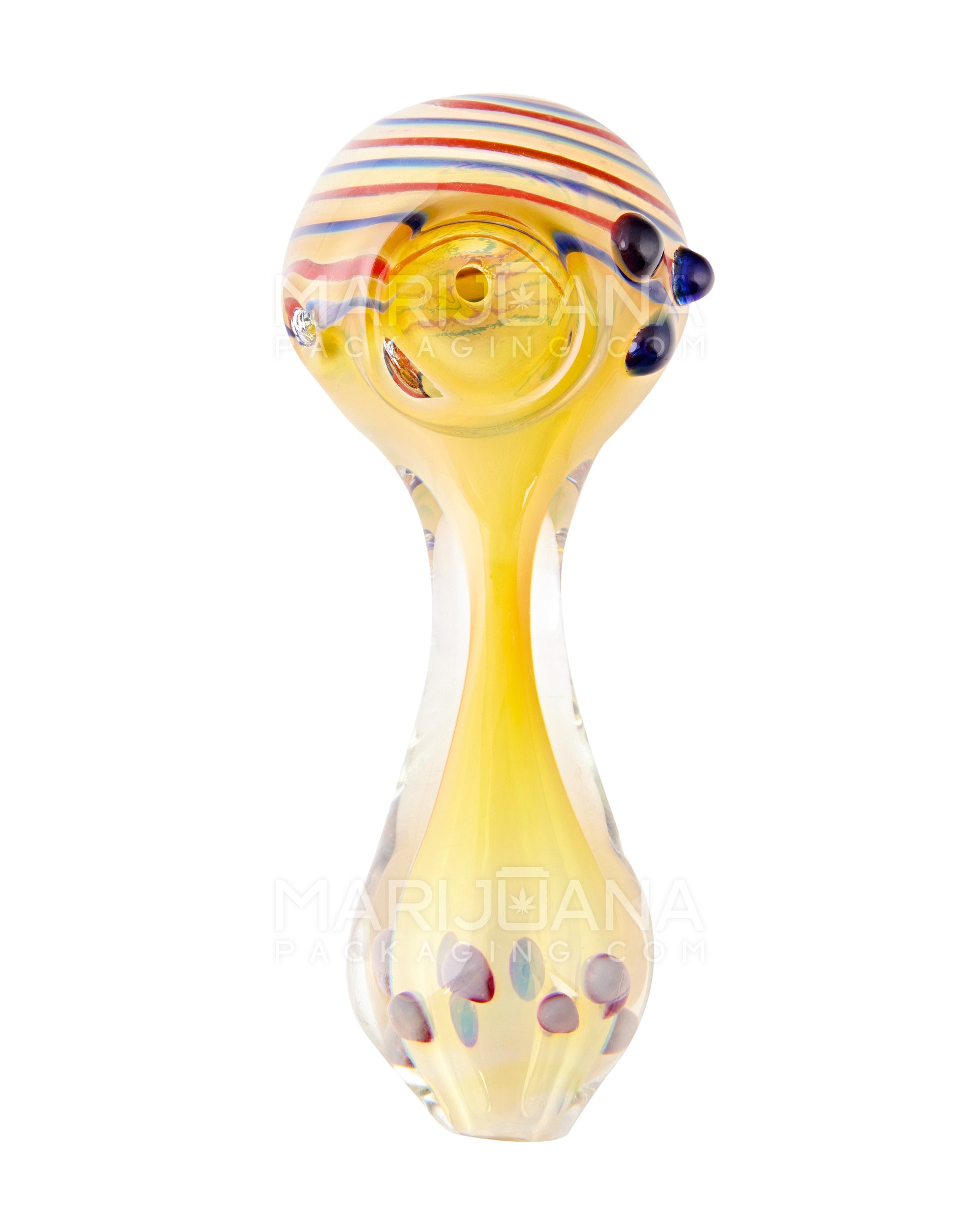Spiral & Fumed Spoon Hand Pipe w/ Multiple Dots | 4.5in Long - Glass - Assorted