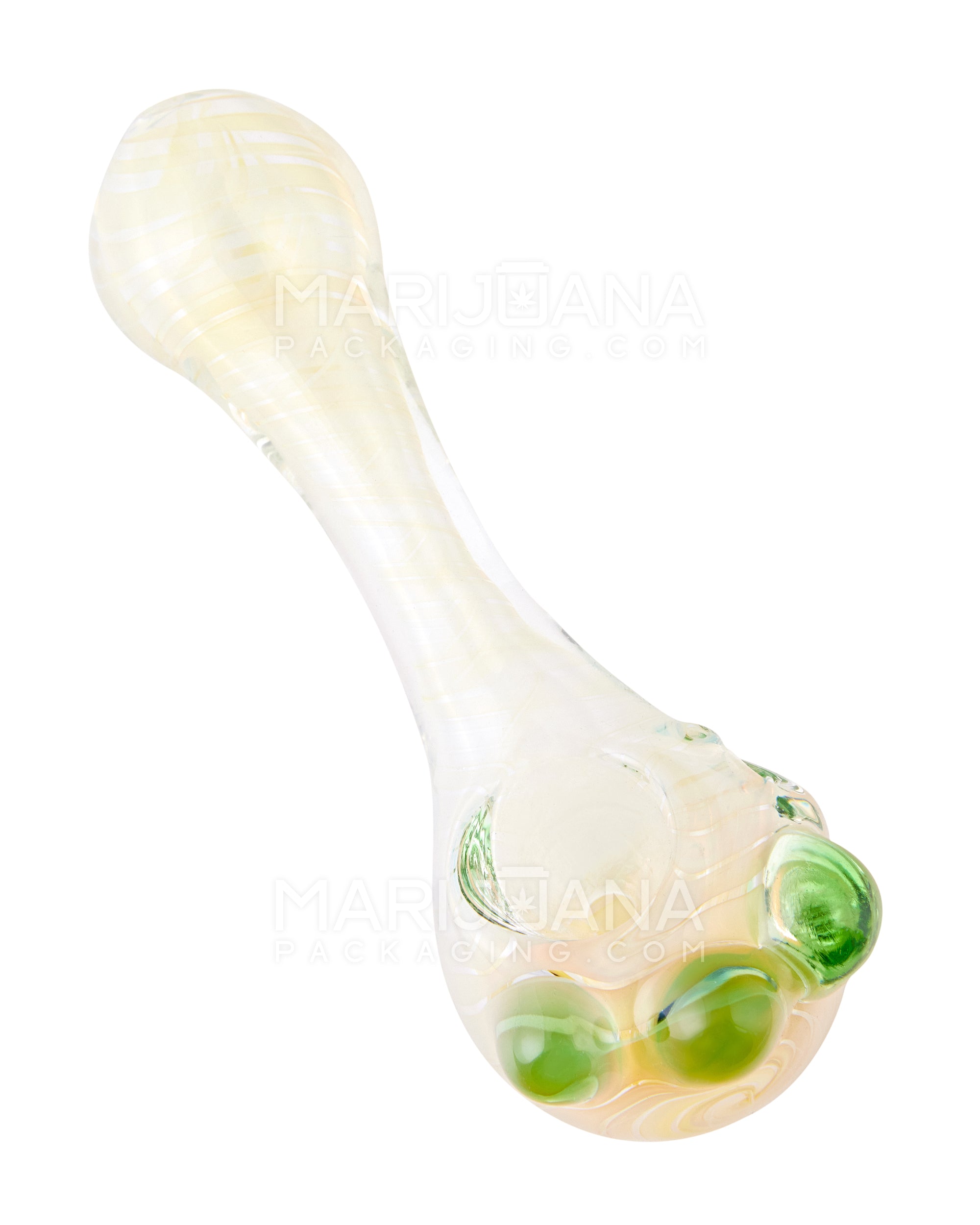 Spiral & Fumed Spoon Hand Pipe w/ Triple Knockers | 4in Long - Glass - Assorted