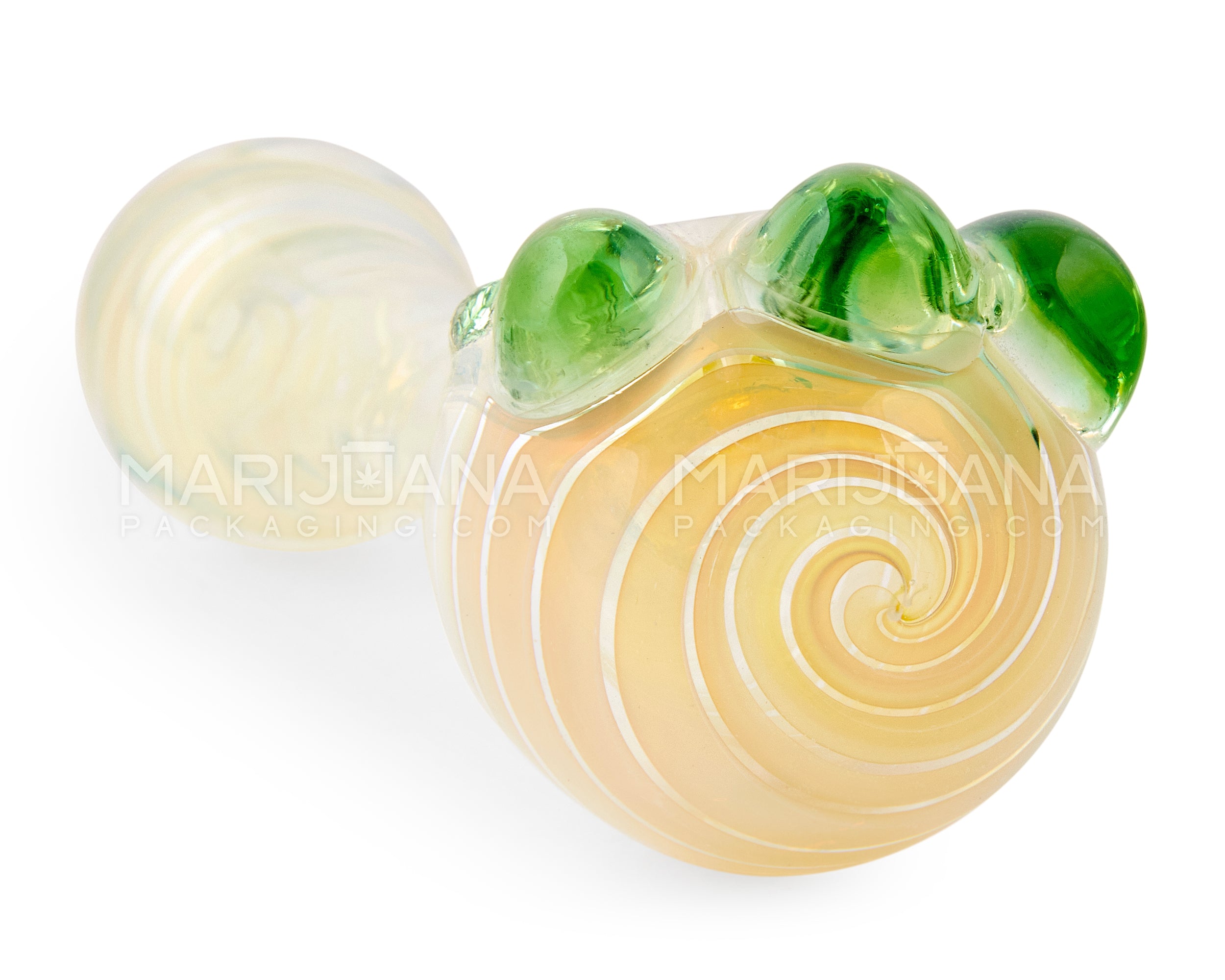 Spiral & Fumed Spoon Hand Pipe w/ Triple Knockers | 4in Long - Glass - Assorted