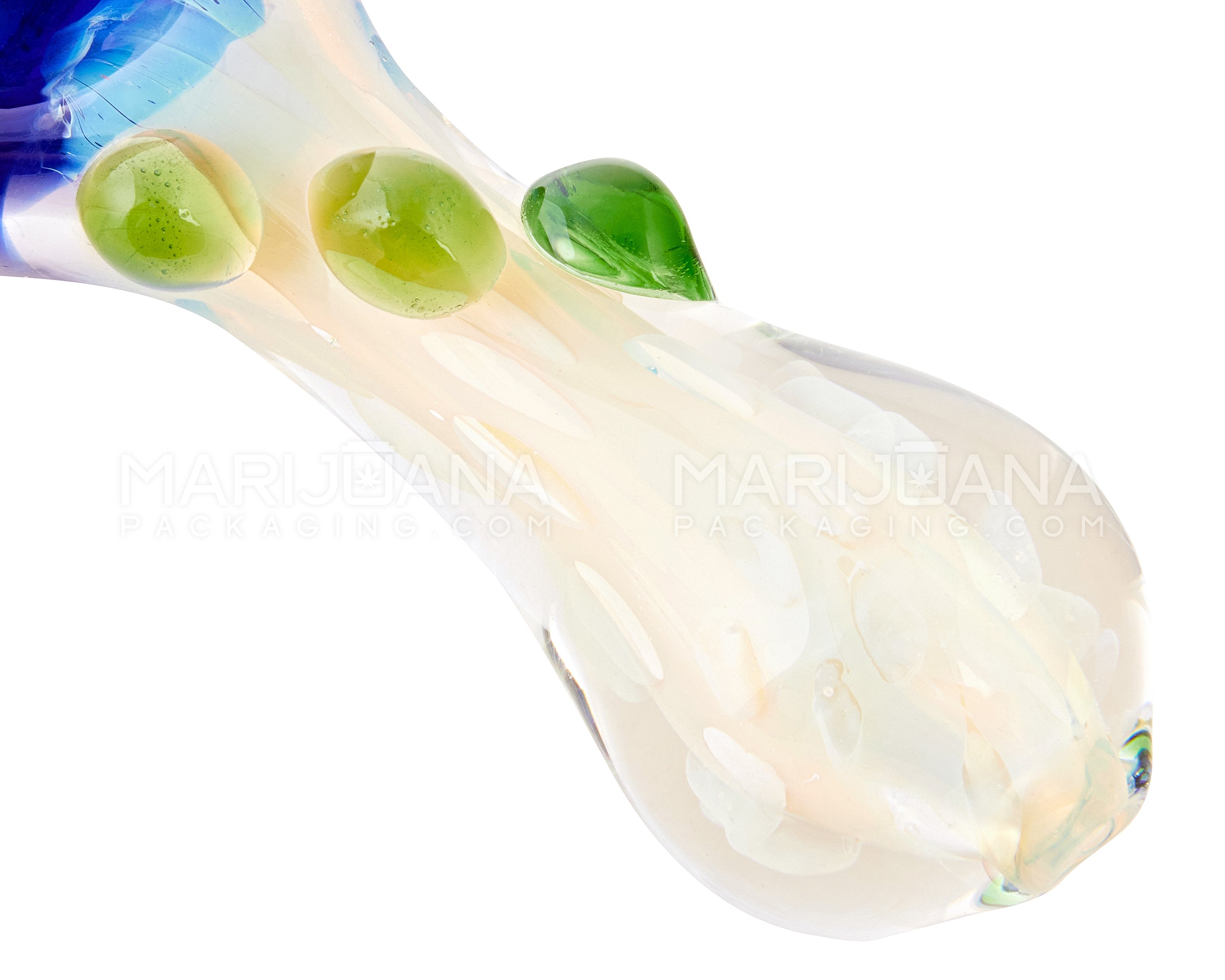 Color Pull & Fumed Spoon Hand Pipe w/ Triple Knockers | 4.5in Long - Glass - Assorted