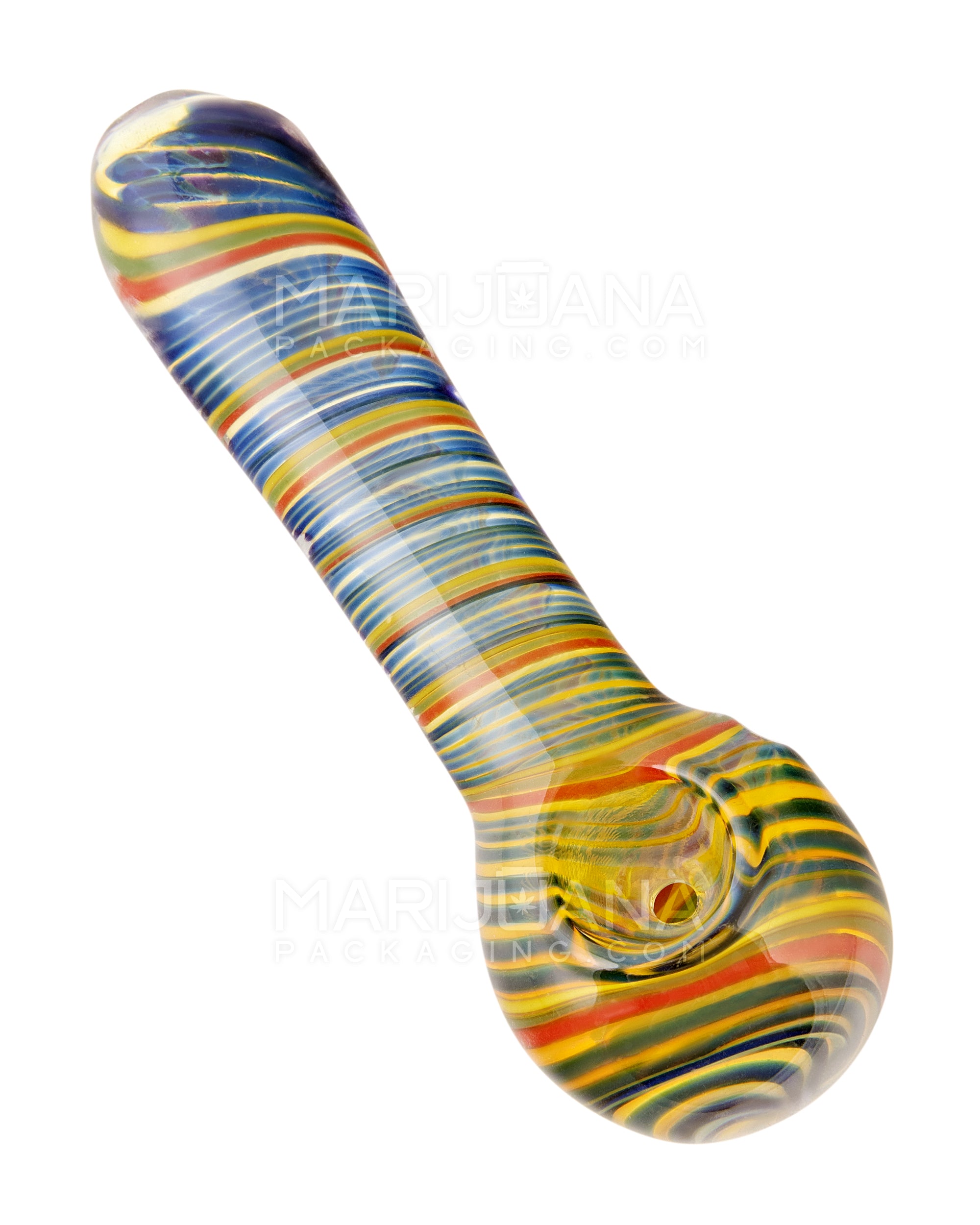 Web & Fumed Rasta Spoon Hand Pipe | 4.5in Long - Glass - Assorted