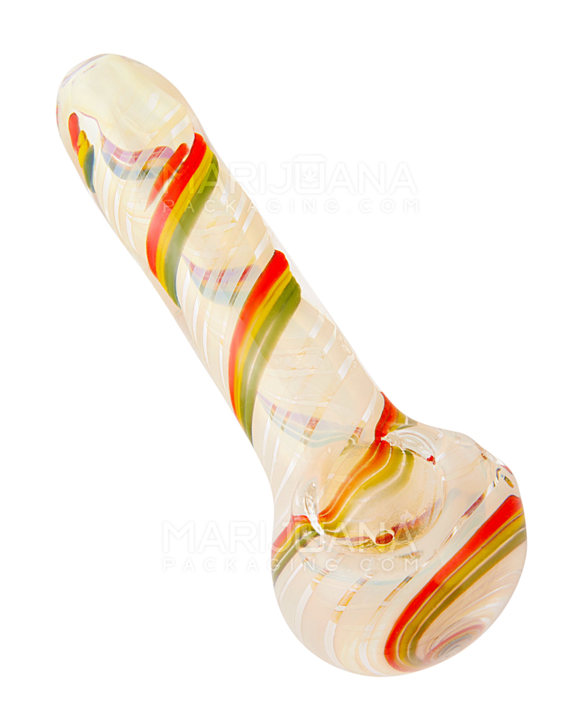 Web & Fumed Rasta Spoon Hand Pipe | 4.5in Long - Glass - Assorted