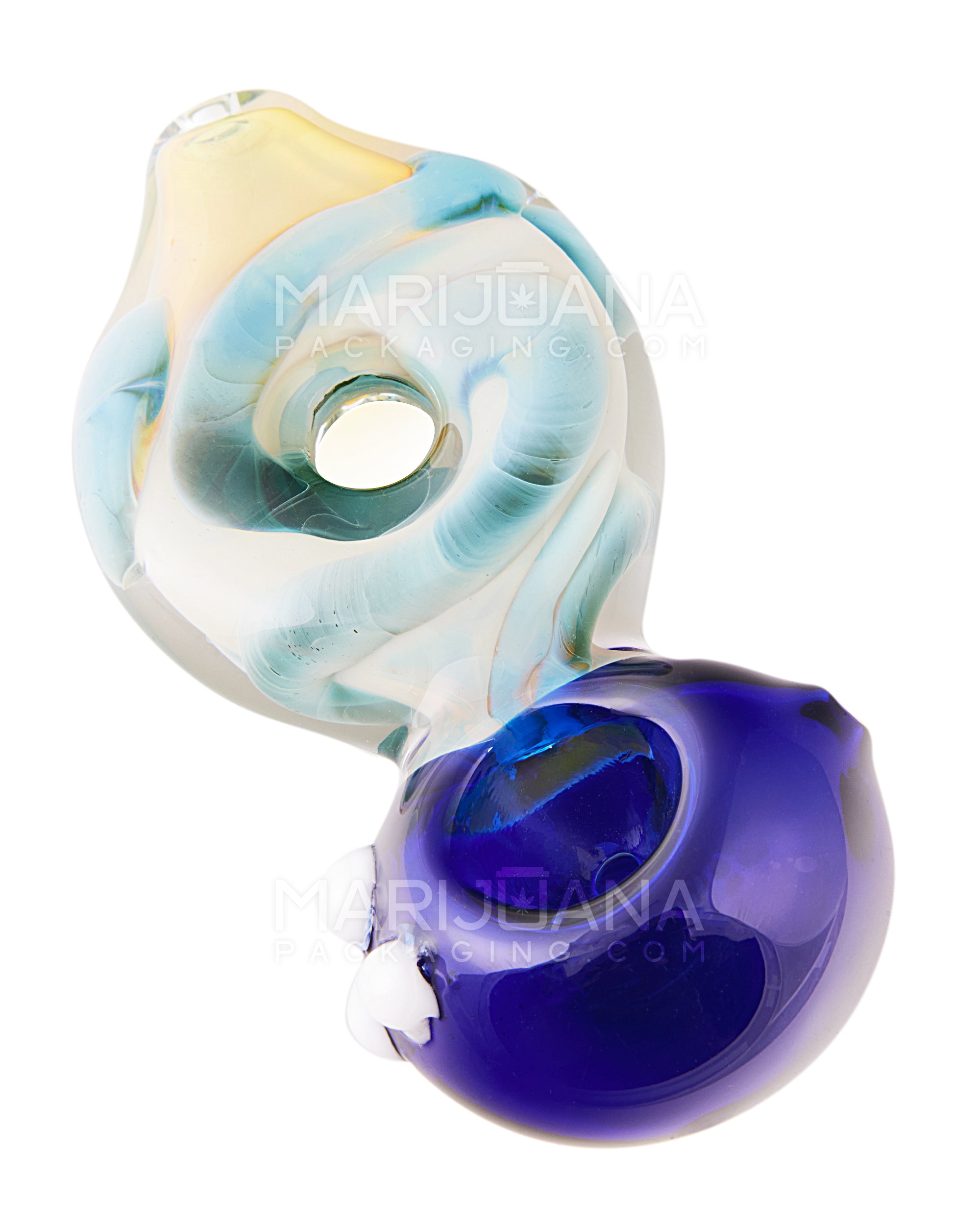 Frit & Swirl Multi Fumed Donut Spoon Hand Pipe | 4in Long - Glass - Assorted - 1