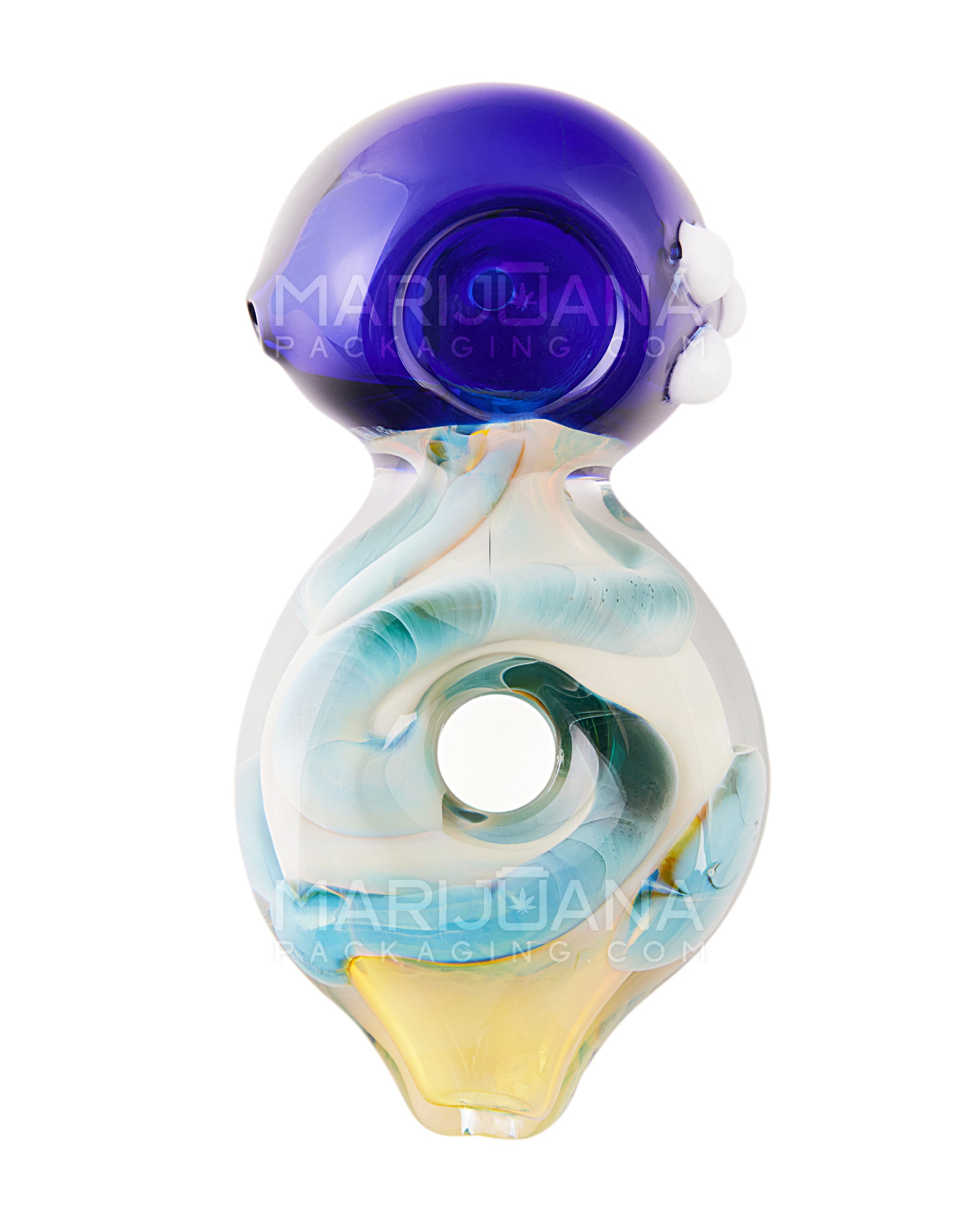 Frit & Swirl Multi Fumed Donut Spoon Hand Pipe | 4in Long - Glass - Assorted - 2