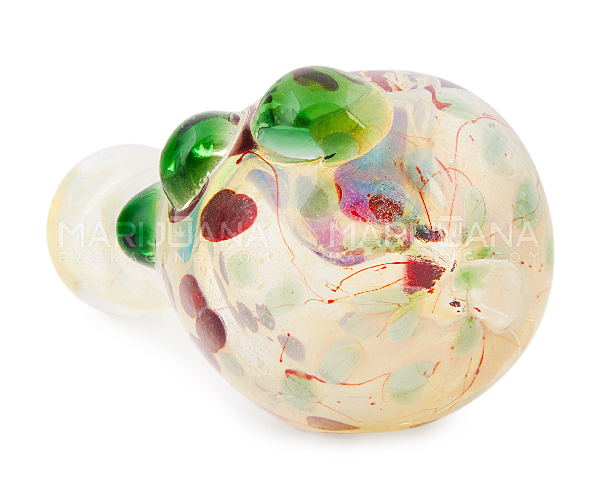 Swirl & Fumed Spotted Spoon Hand Pipe w/ Knockers | 4.5in Long - Glass - Assorted