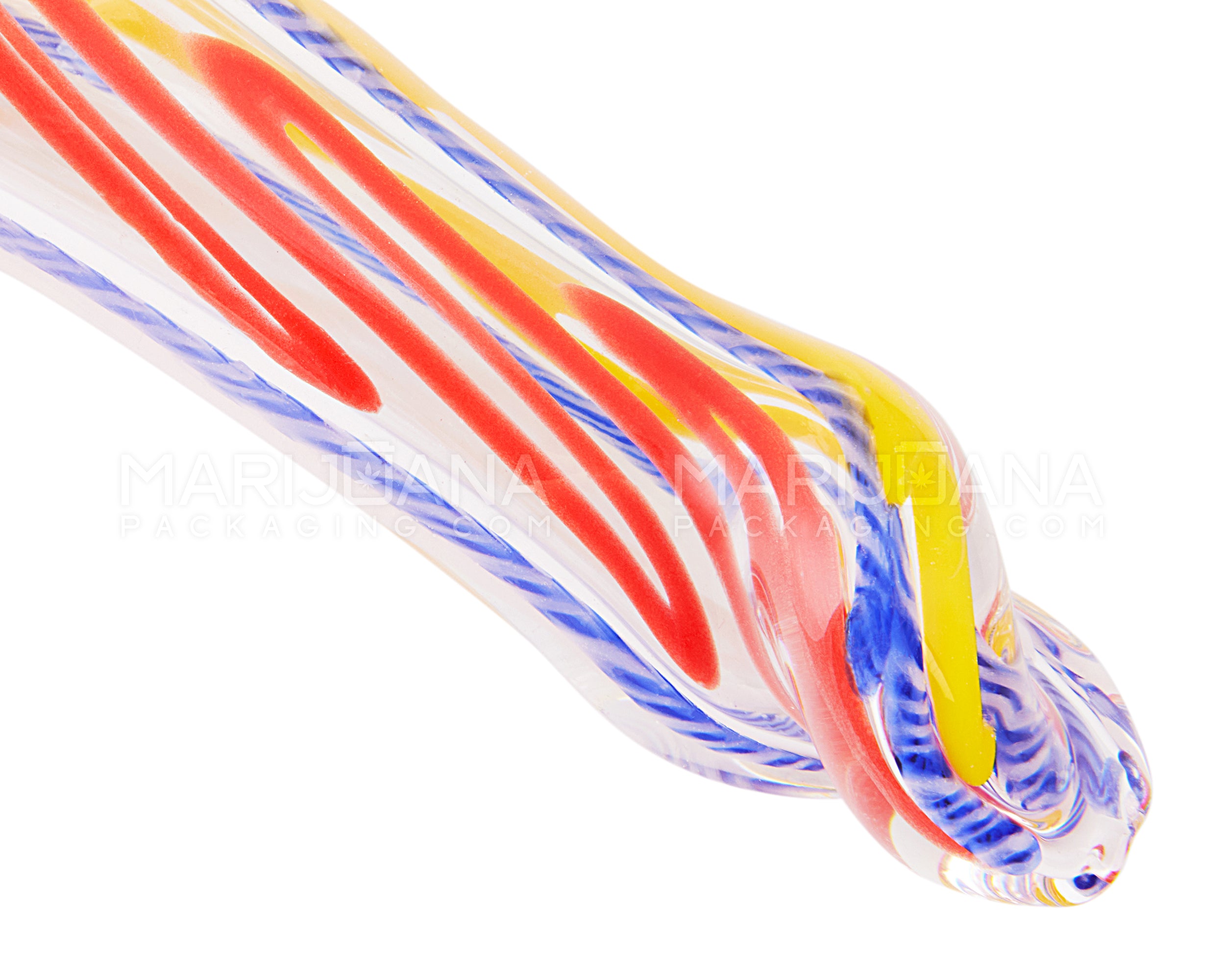 Spiral & Ribboned Twisted Spoon Hand Pipe | 4.5in Long - Glass - Assorted - 3
