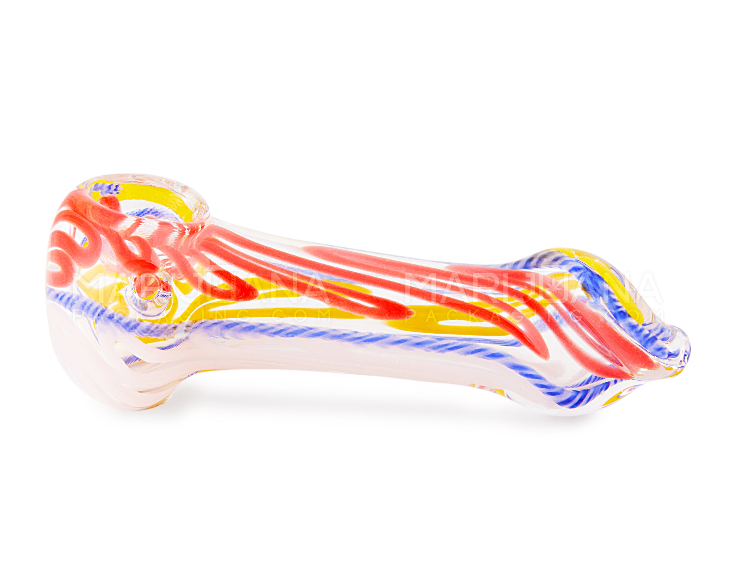 Spiral & Ribboned Twisted Spoon Hand Pipe | 4.5in Long - Glass - Assorted - 4