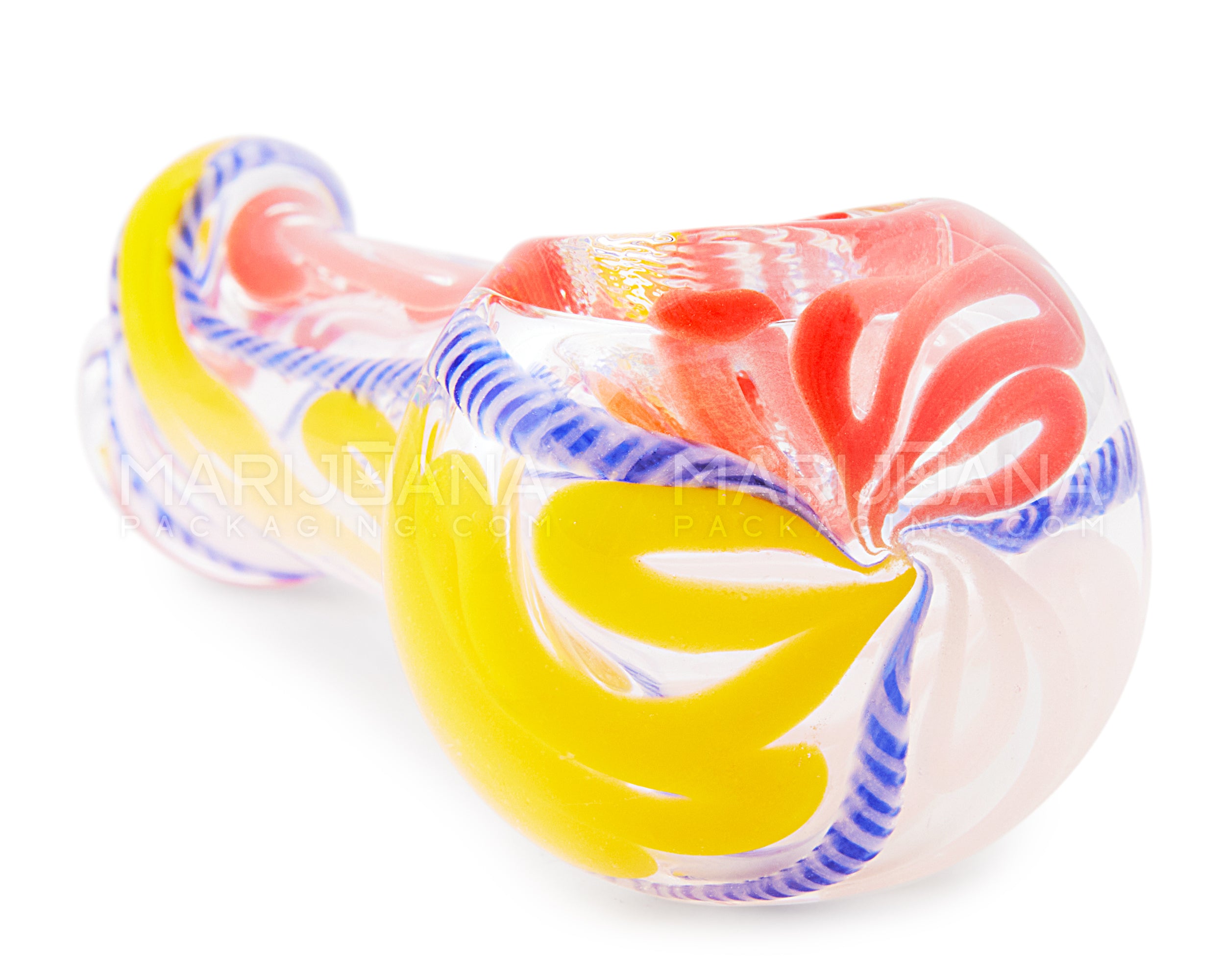 Spiral & Ribboned Twisted Spoon Hand Pipe | 4.5in Long - Glass - Assorted - 5