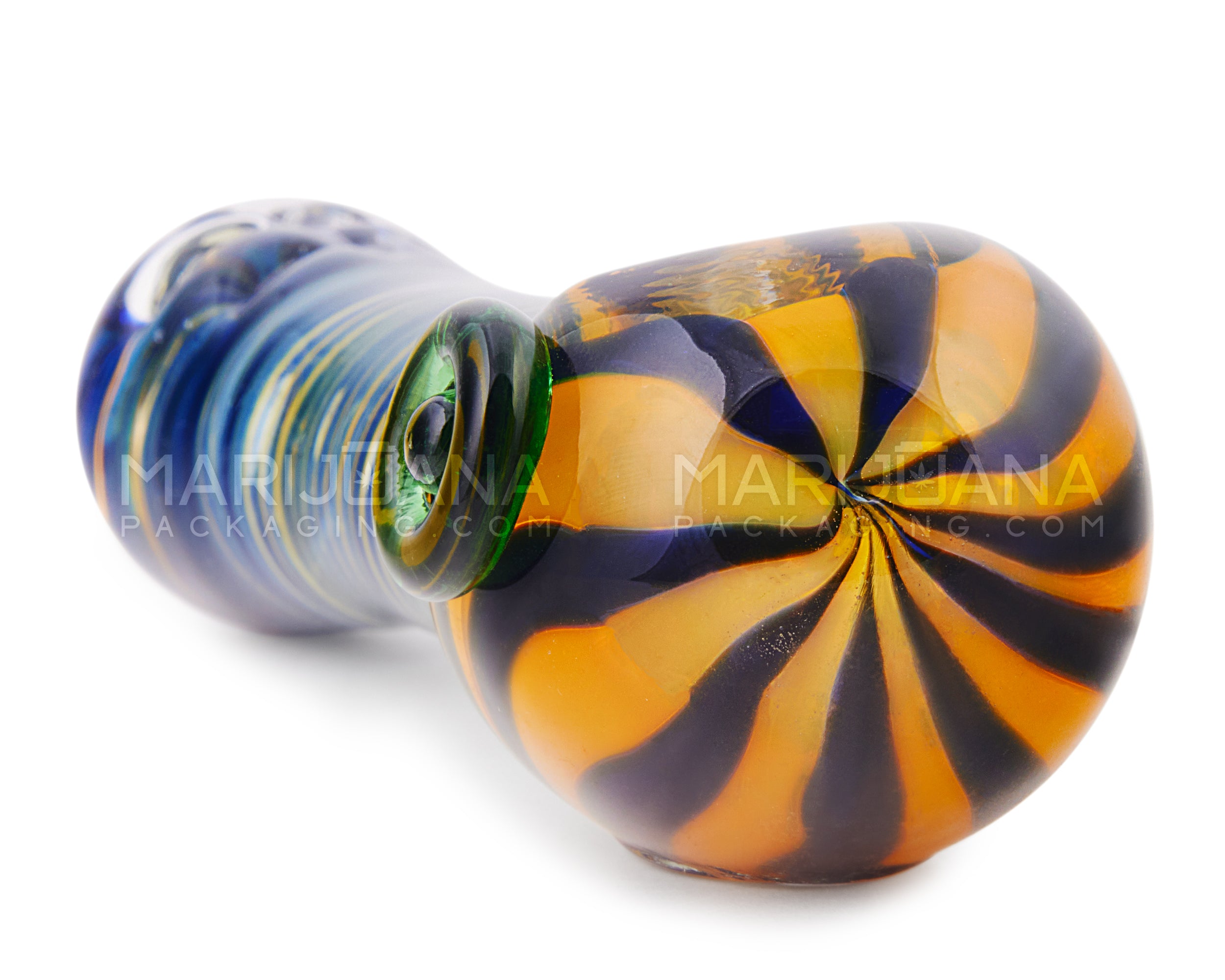 Spiral & Fumed Spoon Flat Knocker Hand Pipe | 5in Long - Glass - Assorted - 5