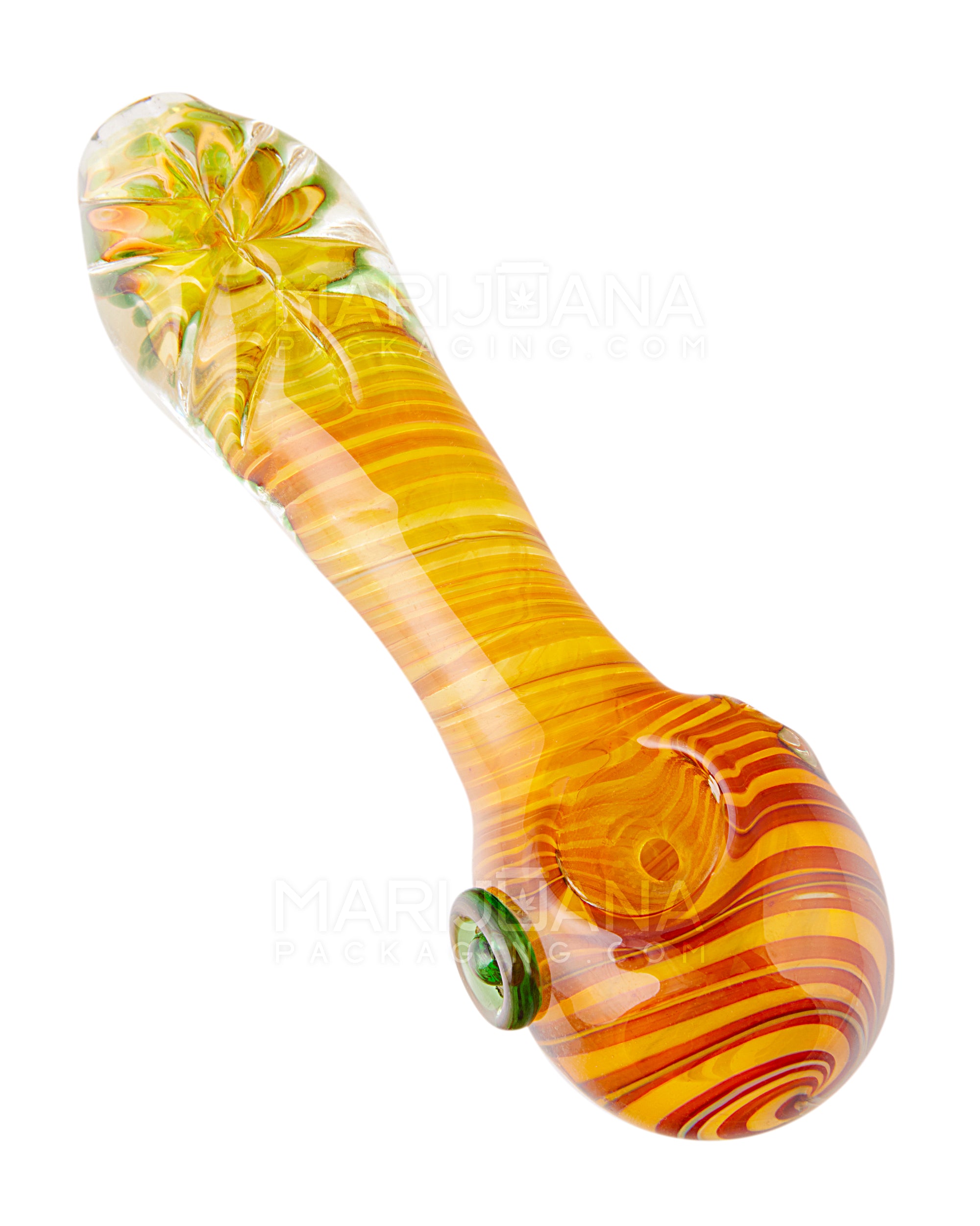 Spiral & Fumed Spoon Flat Knocker Hand Pipe | 5in Long - Glass - Assorted - 6