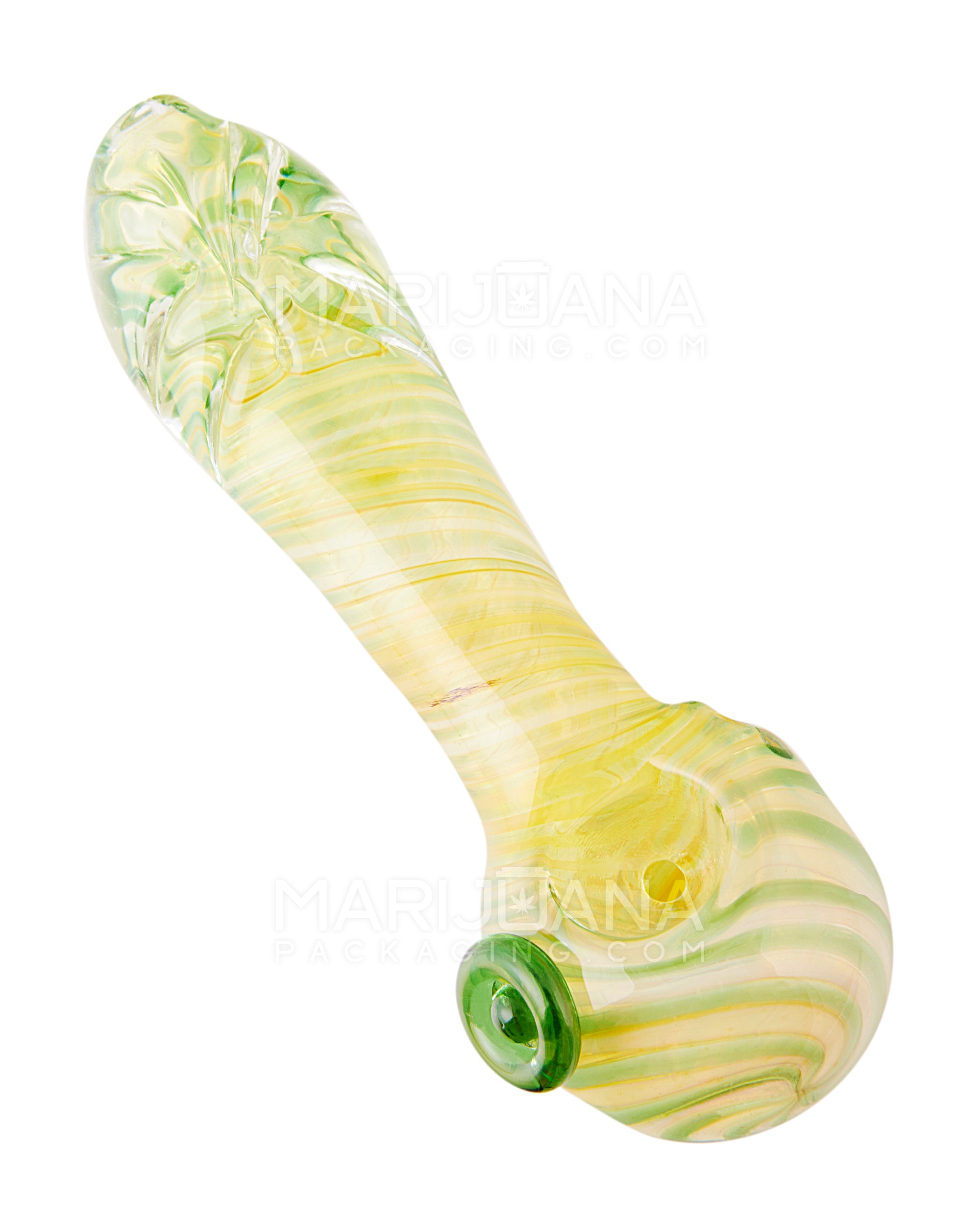 Spiral & Fumed Spoon Flat Knocker Hand Pipe | 5in Long - Glass - Assorted - 7
