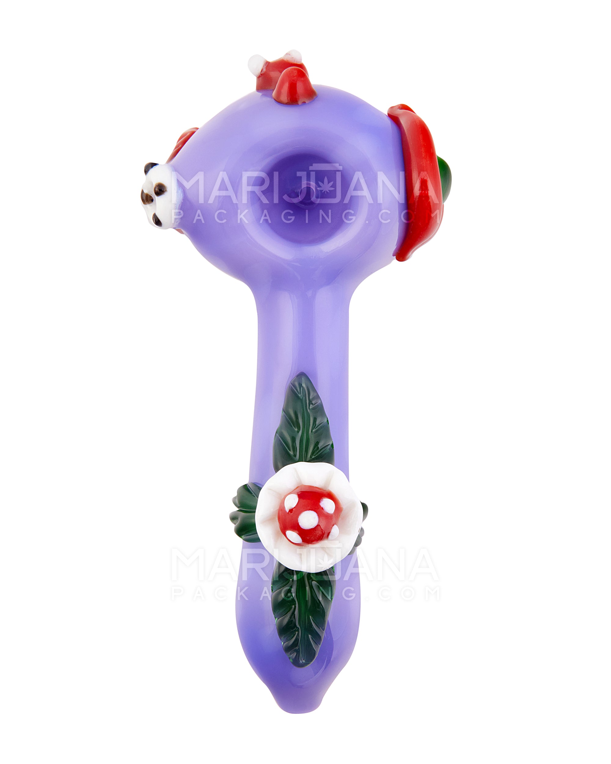 Floral Eye Spoon Hand Pipe | 5.5in Long - Glass - Purple