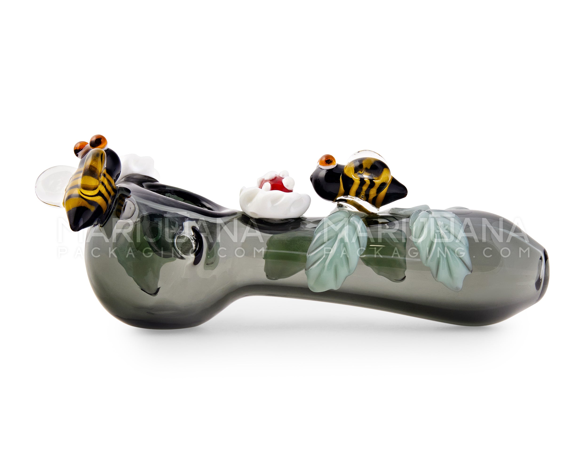 Leaf And Bee Spoon Hand Pipe | 5in Long - Glass - Smoke