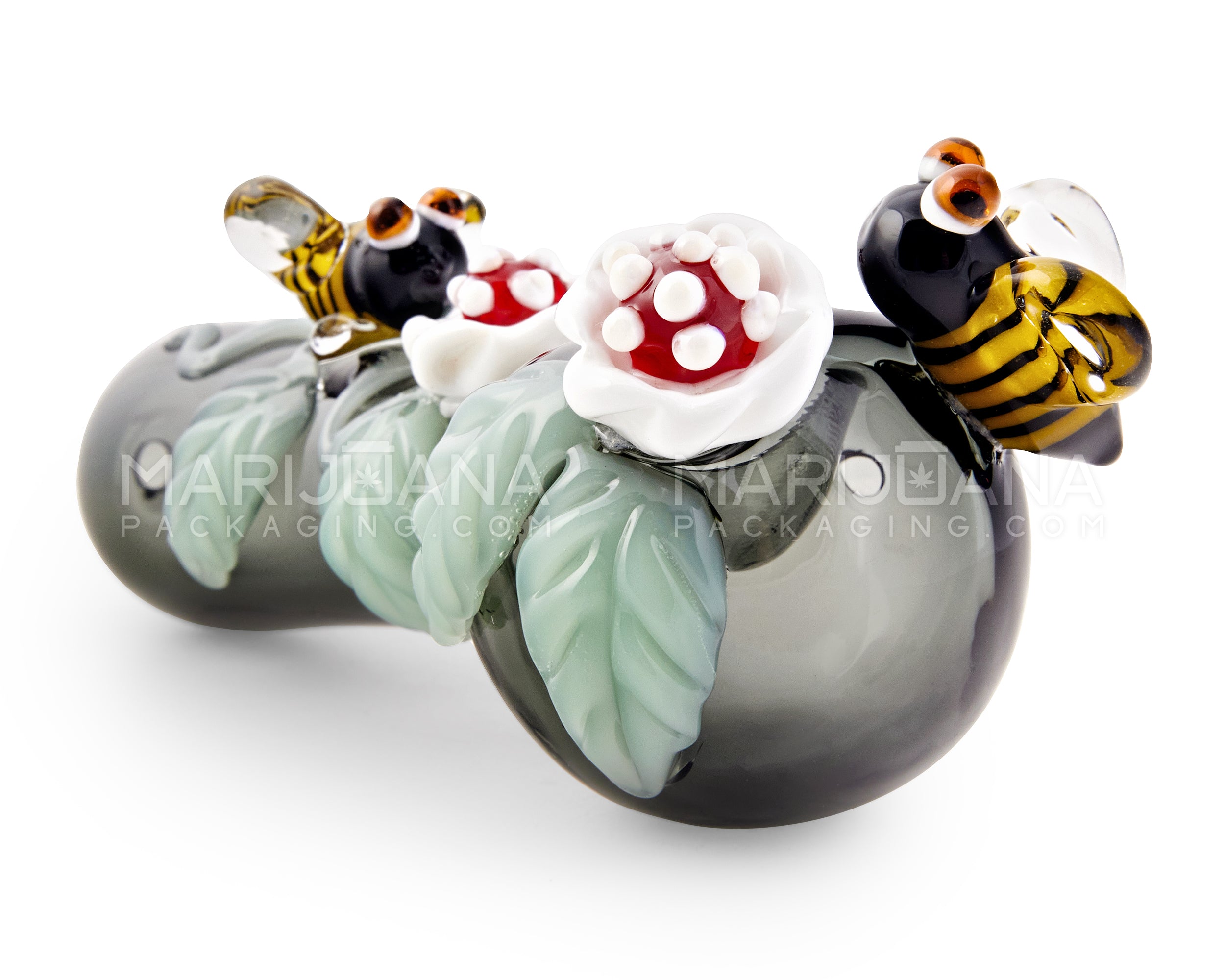 Leaf And Bee Spoon Hand Pipe | 5in Long - Glass - Smoke