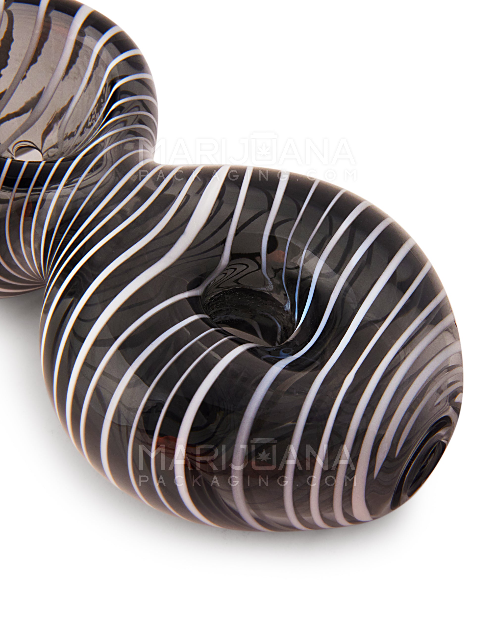 Mini Donut Map Fume White Striped Hand Pipe | 3in Long - Glass - Assorted
