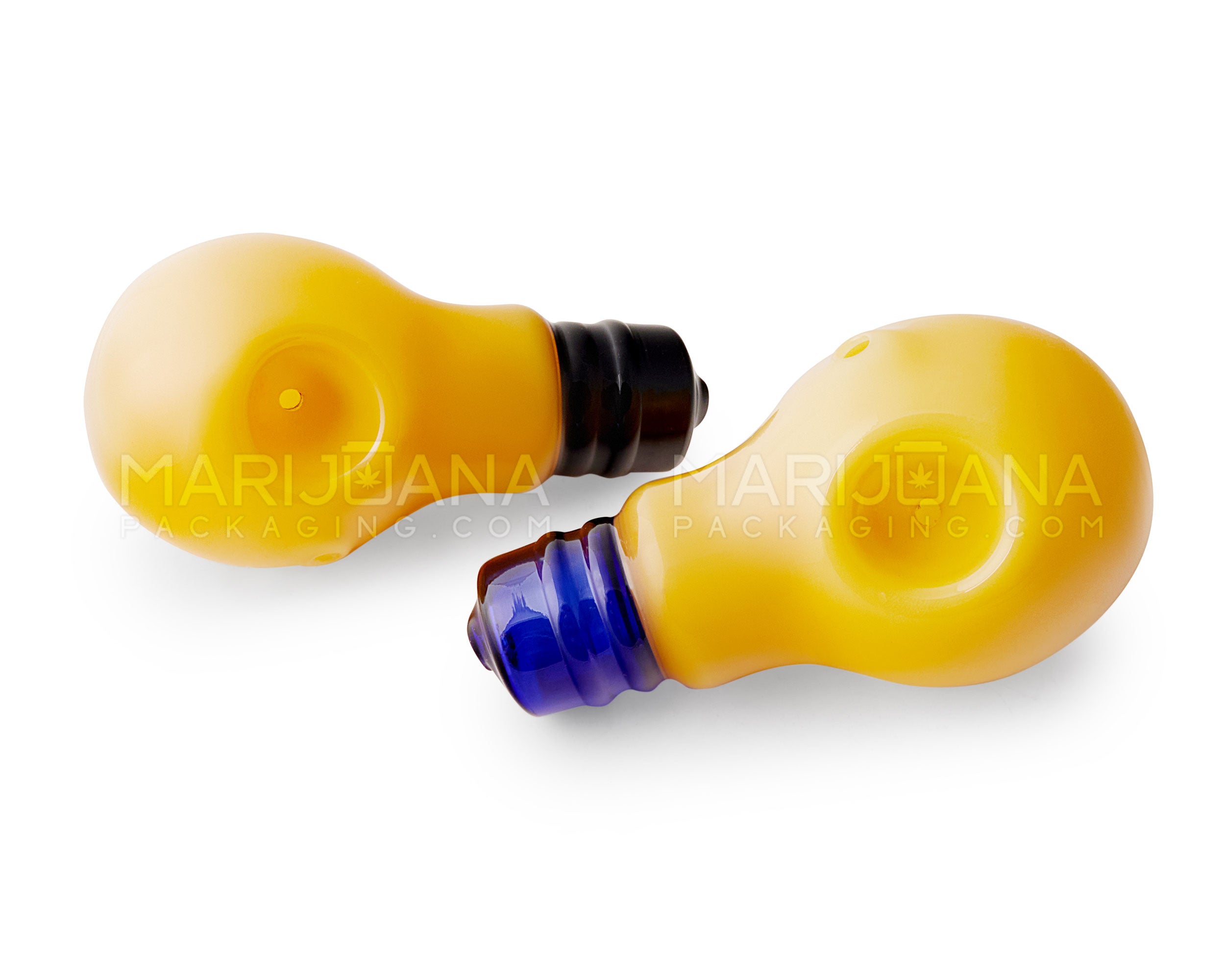 Lightbulb Style Hand Pipe | 4.5in Long - Glass - Yellow - 7
