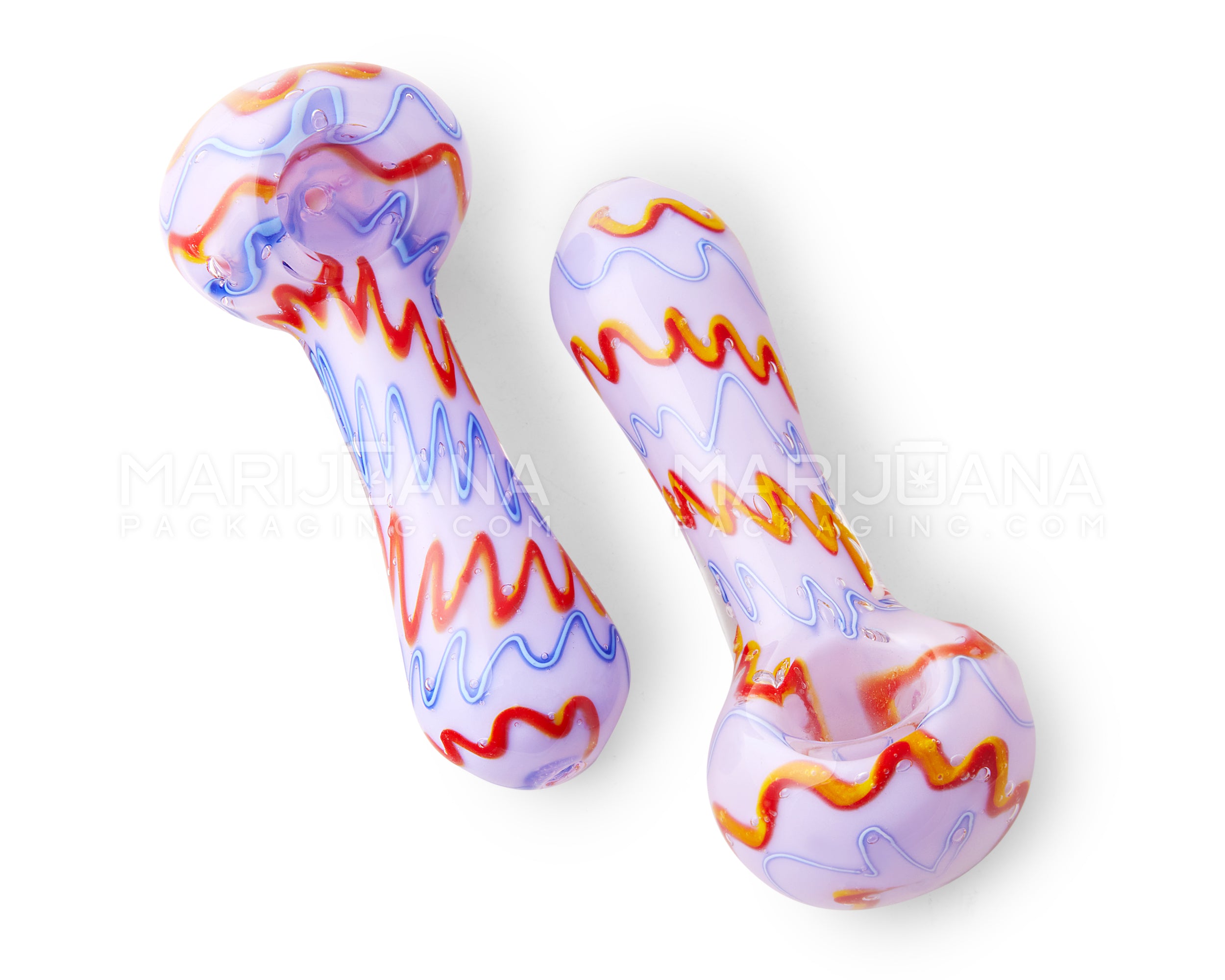 Pink Scratch Design Thick Hand Pipe | 4.5in Long - Glass - Assorted