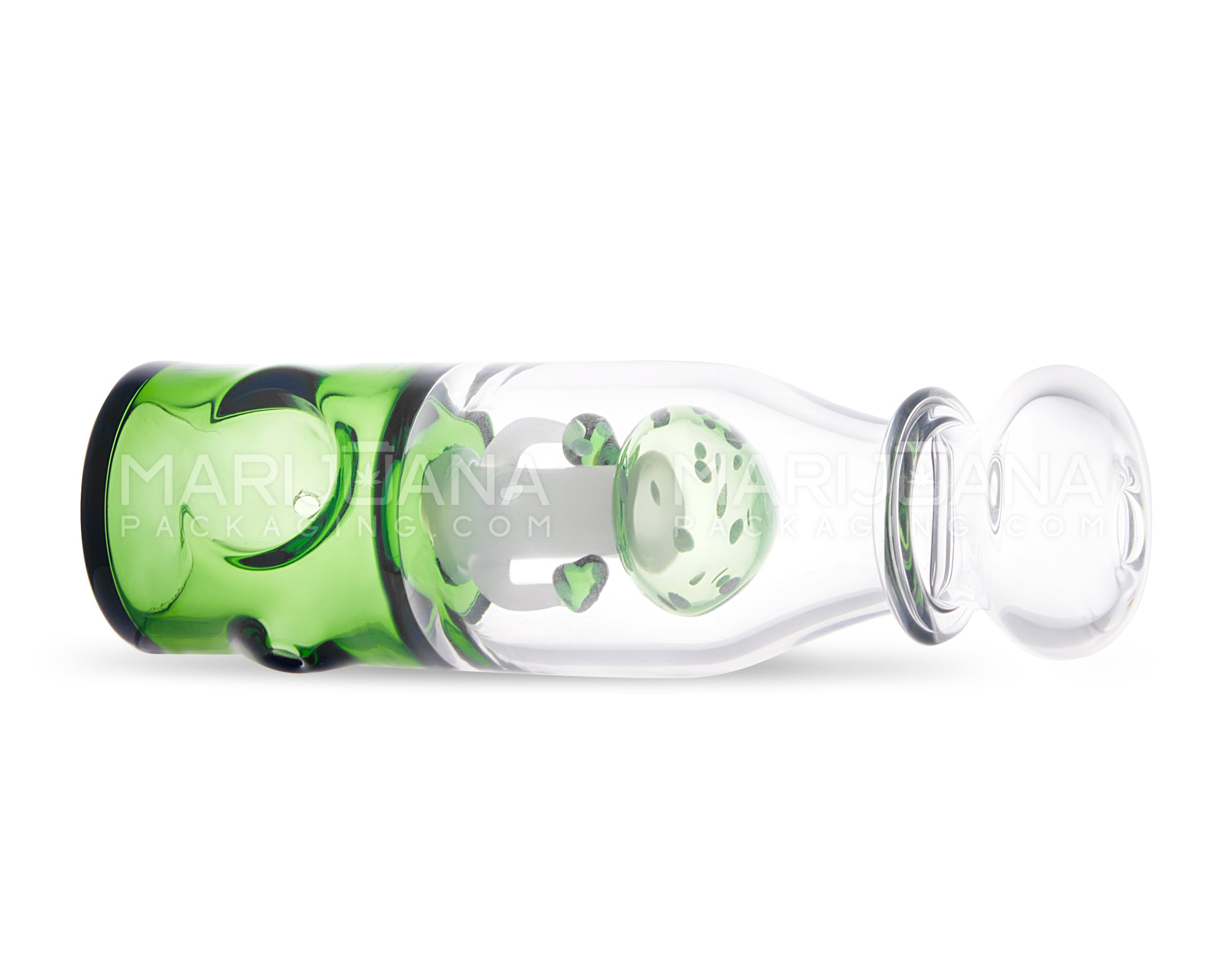 Mushroom In Bottle Steamroller Hand Pipe | 5.5in Long - Glass - Green