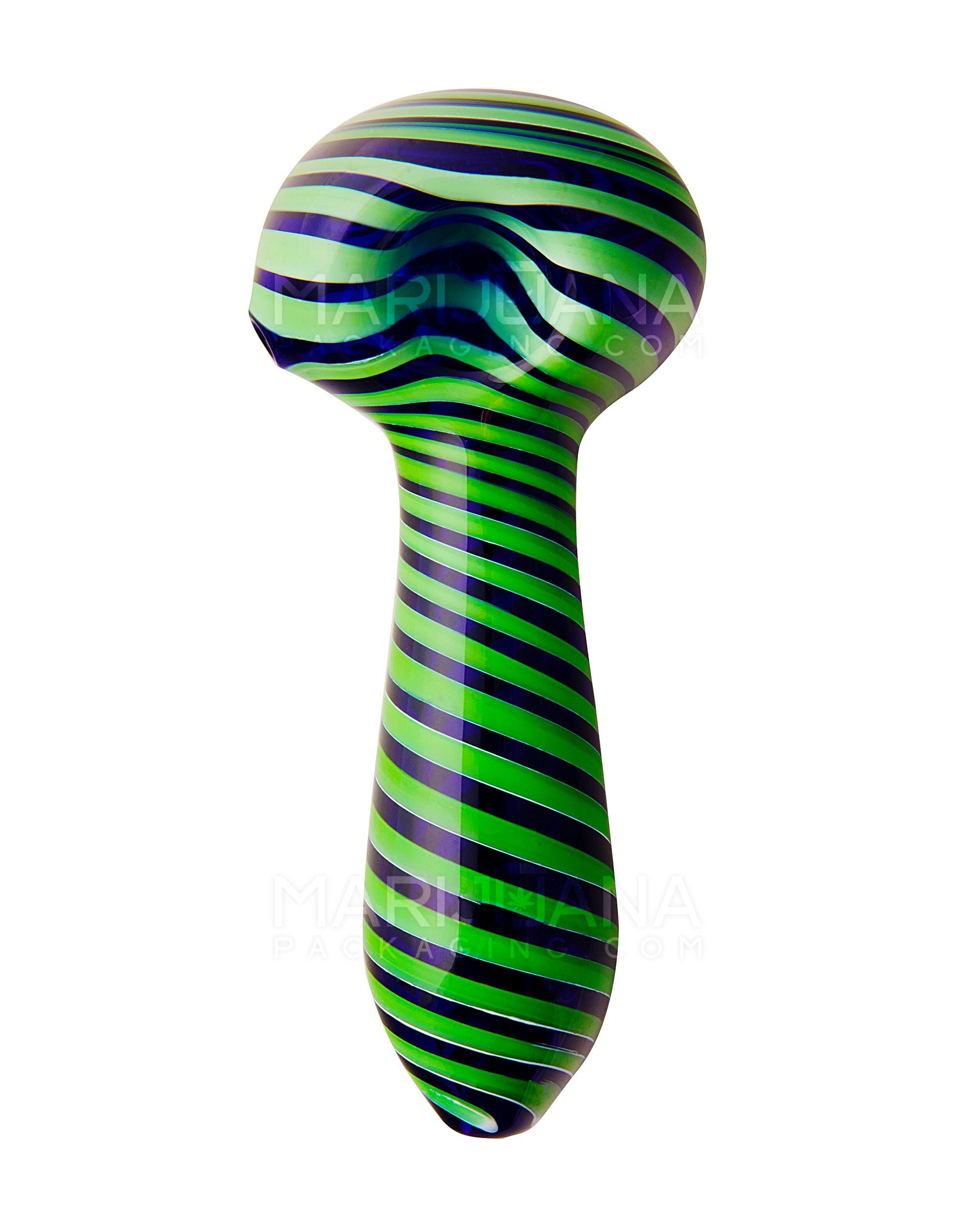 Swirl Candy Cane Spoon Hand Pipe | 5in Long - Glass - Green - 2
