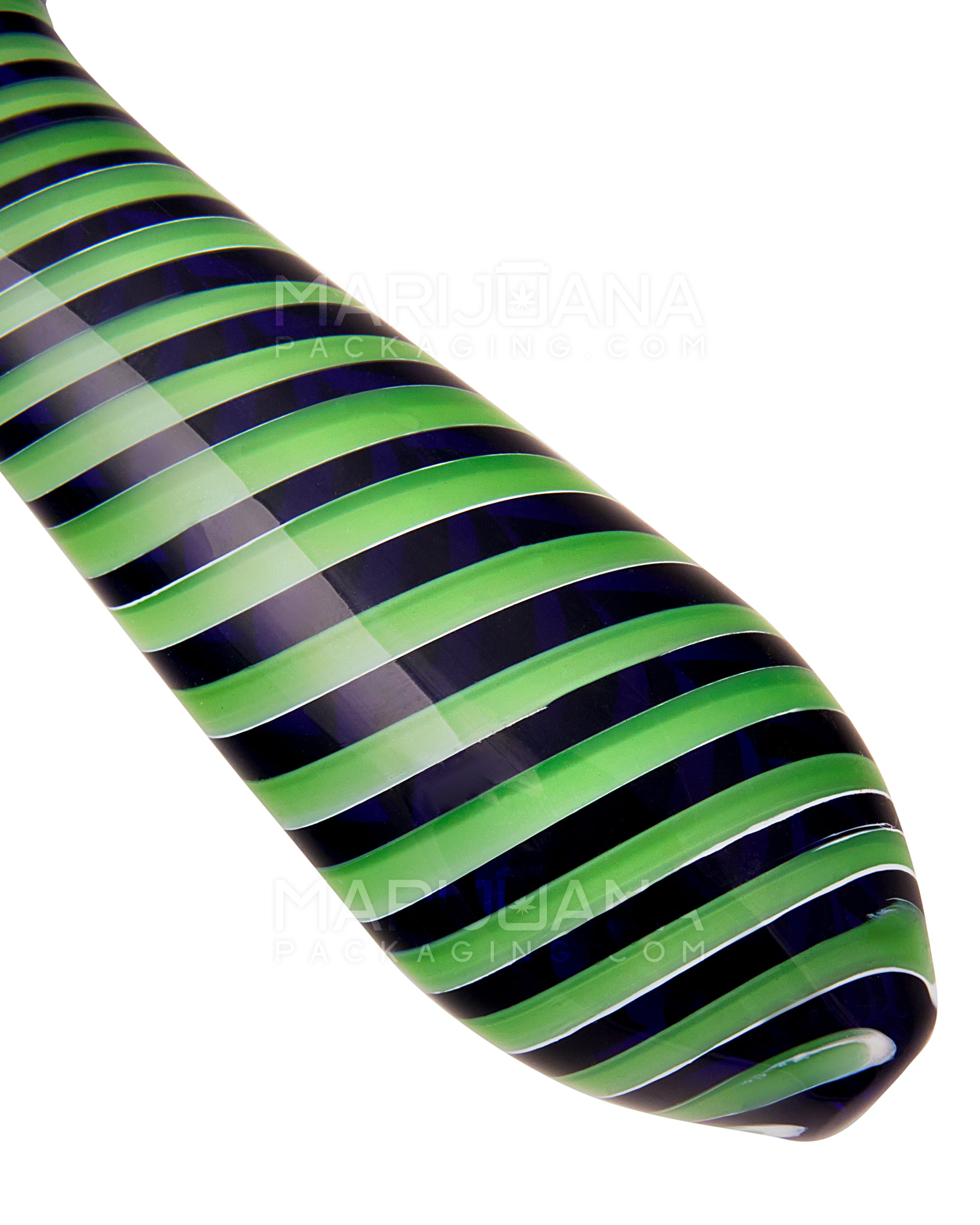 Swirl Candy Cane Spoon Hand Pipe | 5in Long - Glass - Green - 5