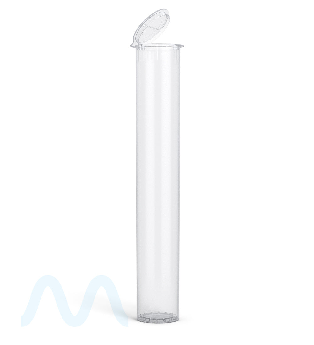Child Resistant | King Size Pop Top Transparent Plastic USA Pre-Roll Tubes (Open) | 116mm - Clear - 1000 Count