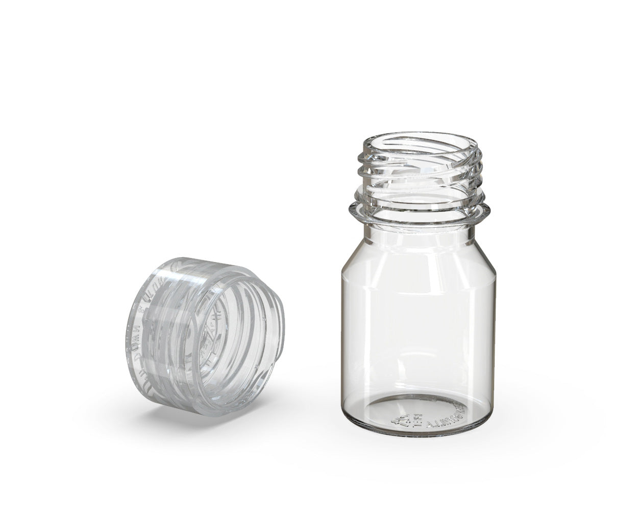 CHUBBY GORILLA | Child Resistant Stubby Aviator Shot Bottles Clear | 30mL - w/ Clear Lid - 800 Count
