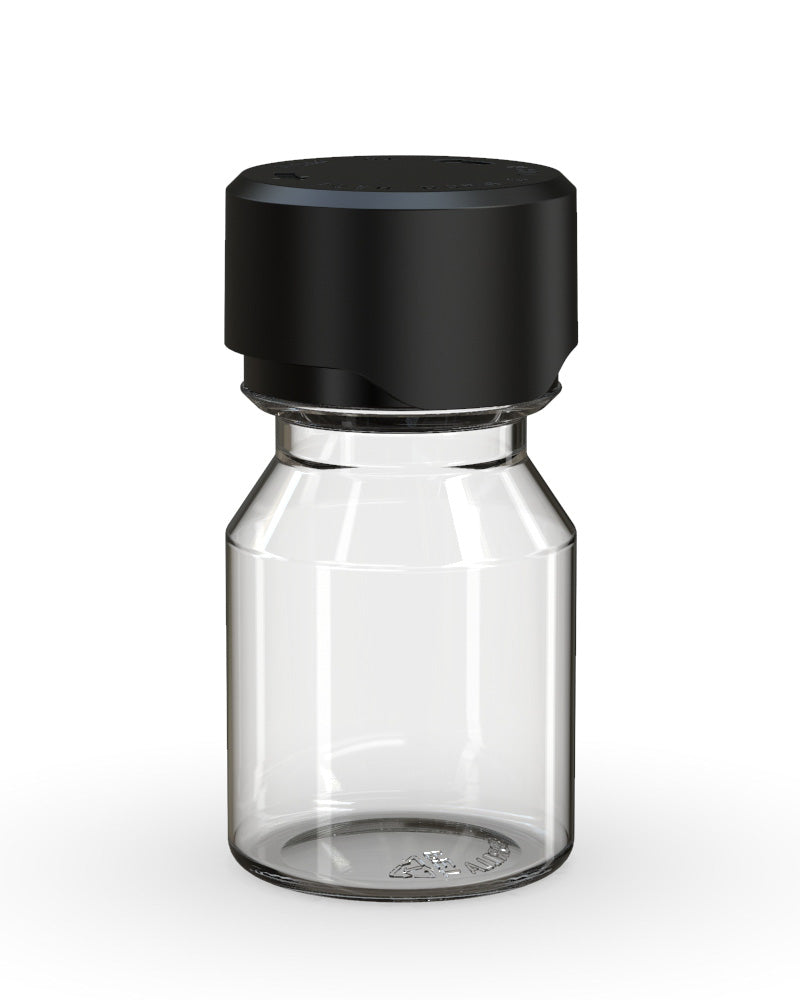CHUBBY GORILLA | Child Resistant Stubby Aviator Shot Bottles Clear | 30mL - w/ Black Lid - 800 Count
