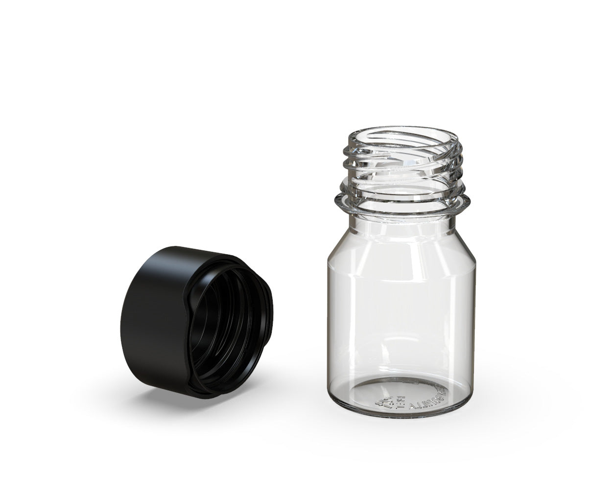 CHUBBY GORILLA | Child Resistant Stubby Aviator Shot Bottles Clear | 30mL - w/ Black Lid - 800 Count