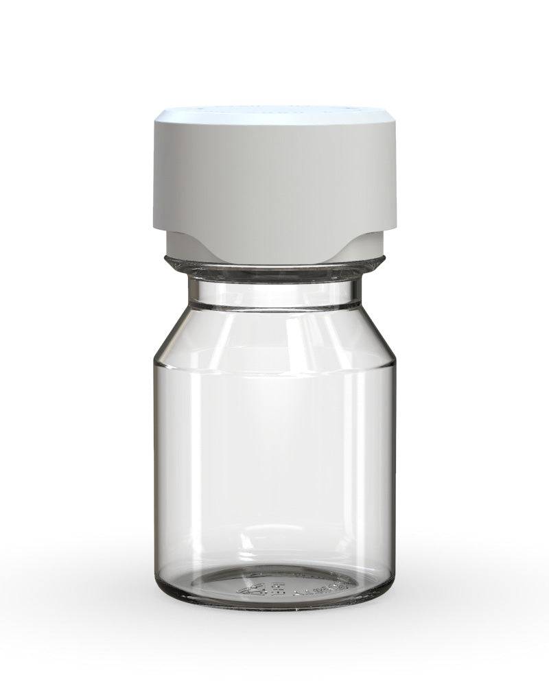 CHUBBY GORILLA Child Resistant Stubby Aviator Shot Bottles Clear | 30mL - w/ White Lid | Sample