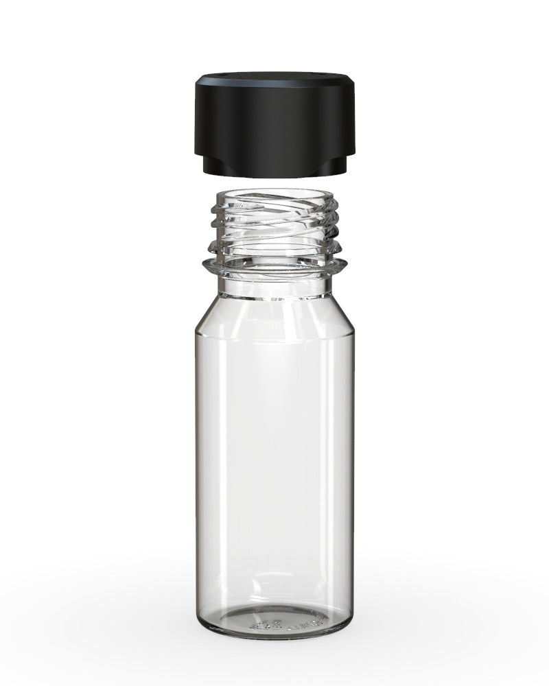 CHUBBY GORILLA | Child Resistant Aviator Shot Bottles Clear | 60mL - w/ Black Lid - 500 Count