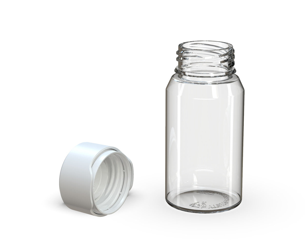 CHUBBY GORILLA | Child Resistant Mini Aviator Shot Bottles Clear | 60mL - w/ White Lid - 500 Count