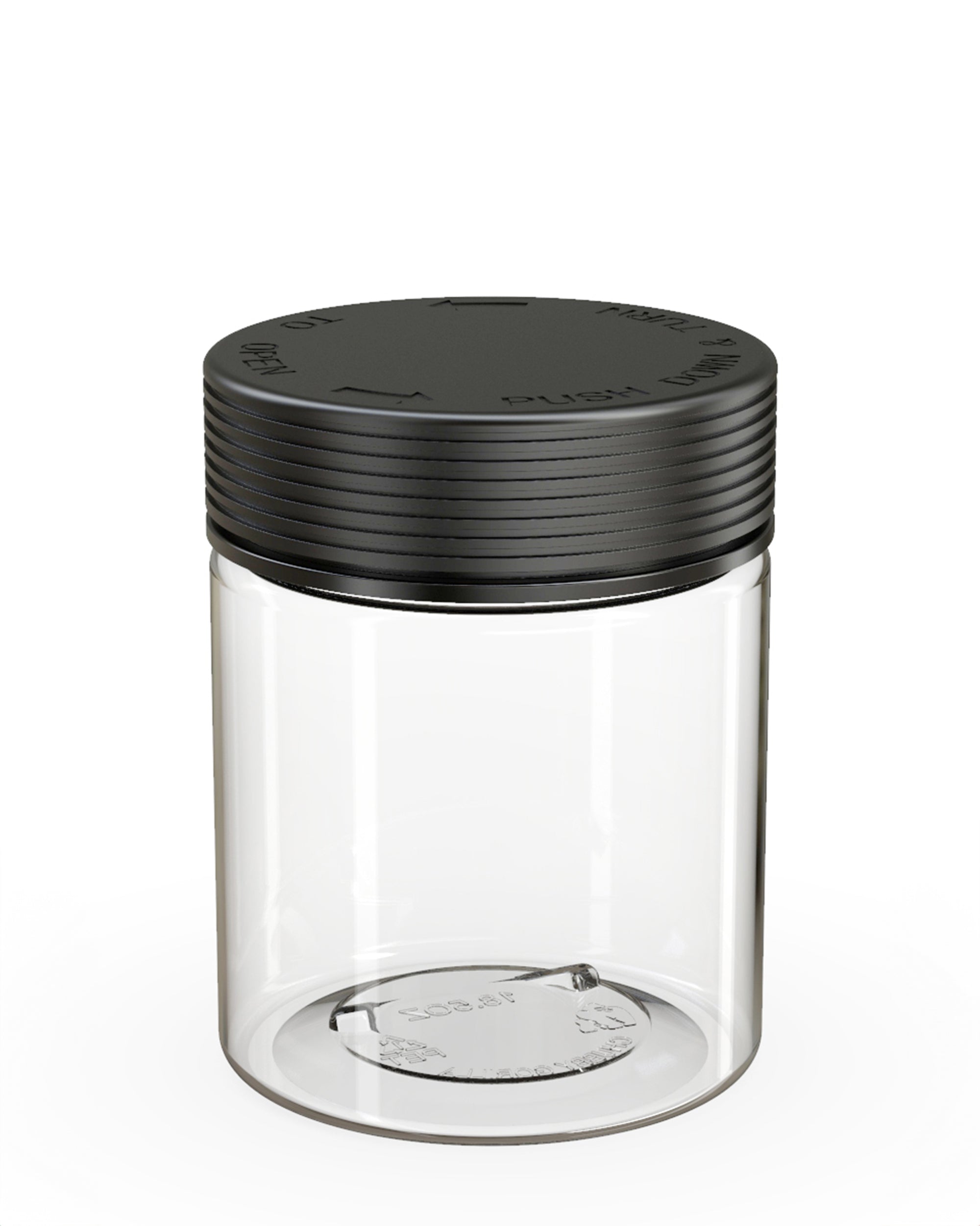 CHUBBY GORILLA | Child Resistant Clear Plastic Spiral XL Jar w/ Black Cap | 92.5mm - 18.5oz - 60 Count