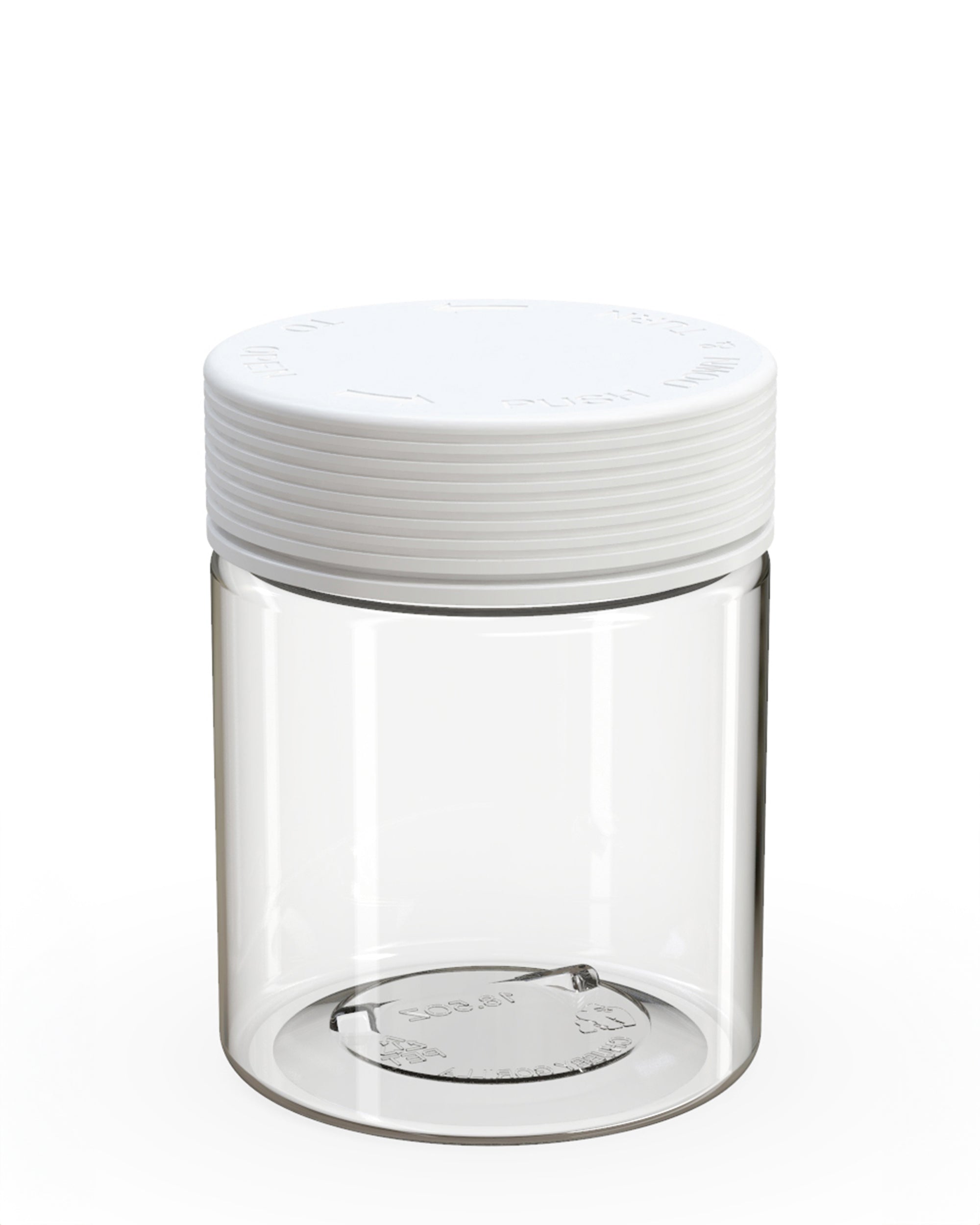 CHUBBY GORILLA | Child Resistant Clear Plastic Spiral XL Jar w/ White Cap | 92.5mm - 18.5oz - 60 Count