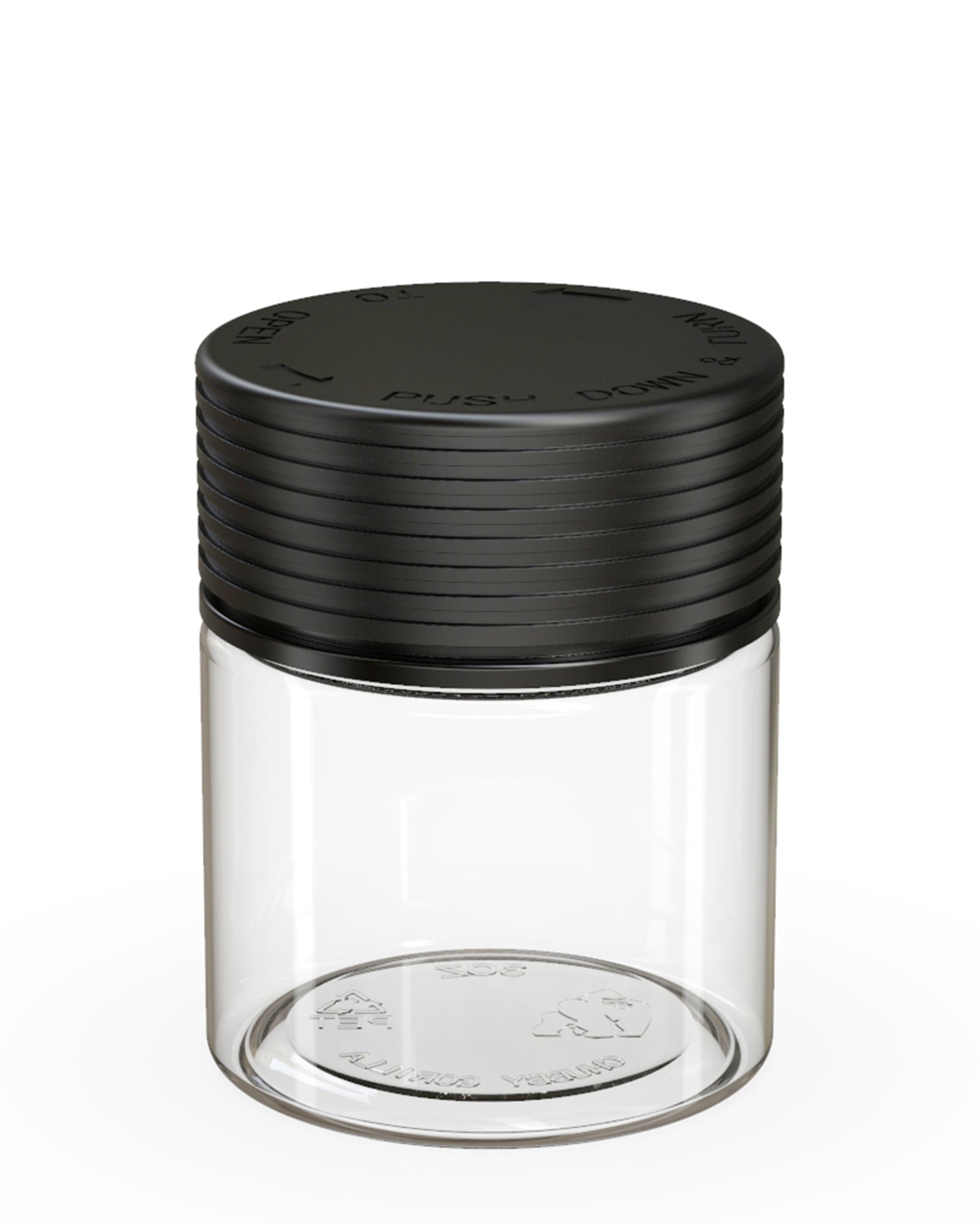 CHUBBY GORILLA | Child Resistant Clear Plastic Spiral Jar w/ Black Cap | 55mm - 3oz - 400 Count