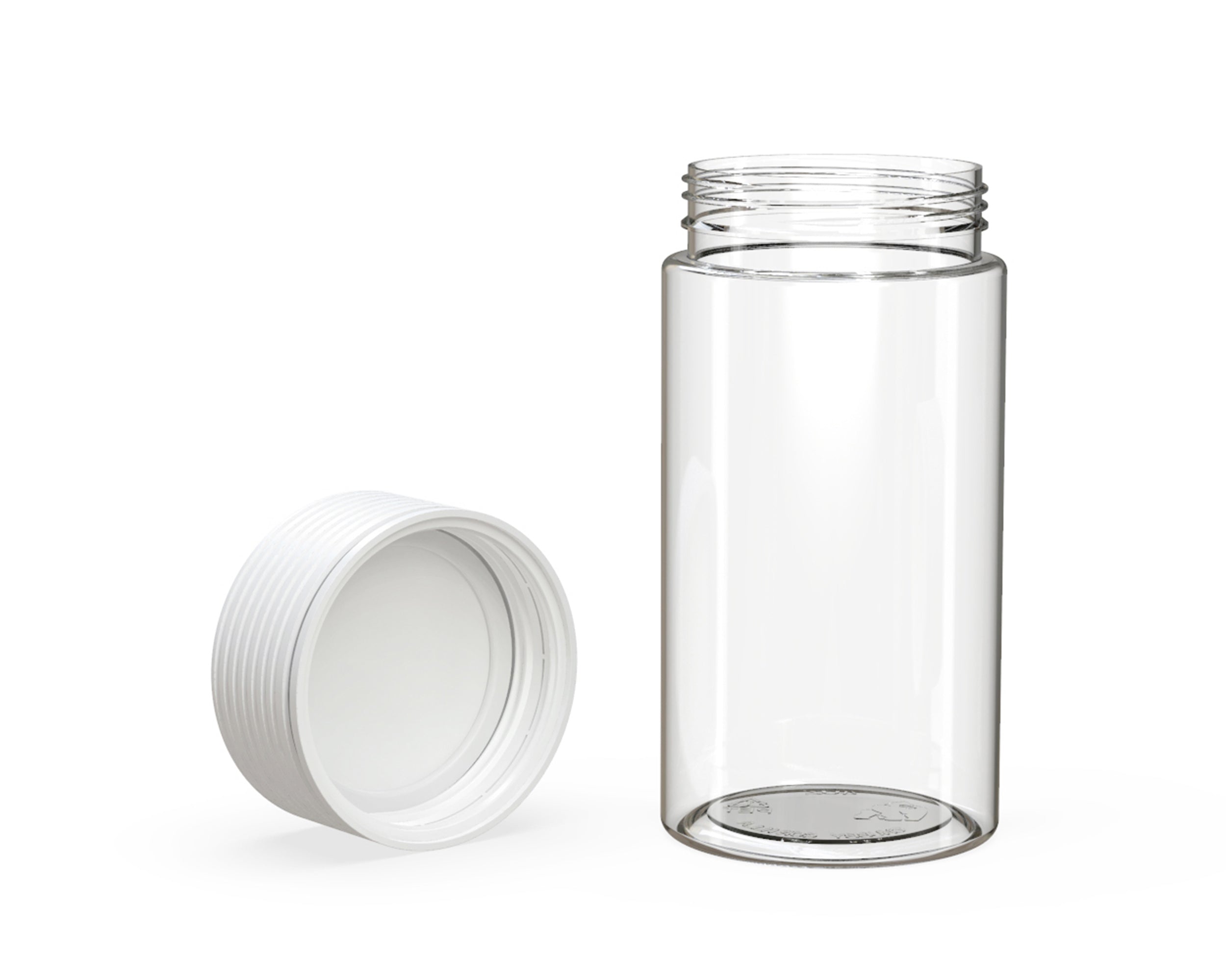 CHUBBY GORILLA | Child Resistant Clear Plastic Spiral Jar w/ White Cap | 55mm - 6oz - 300 Count