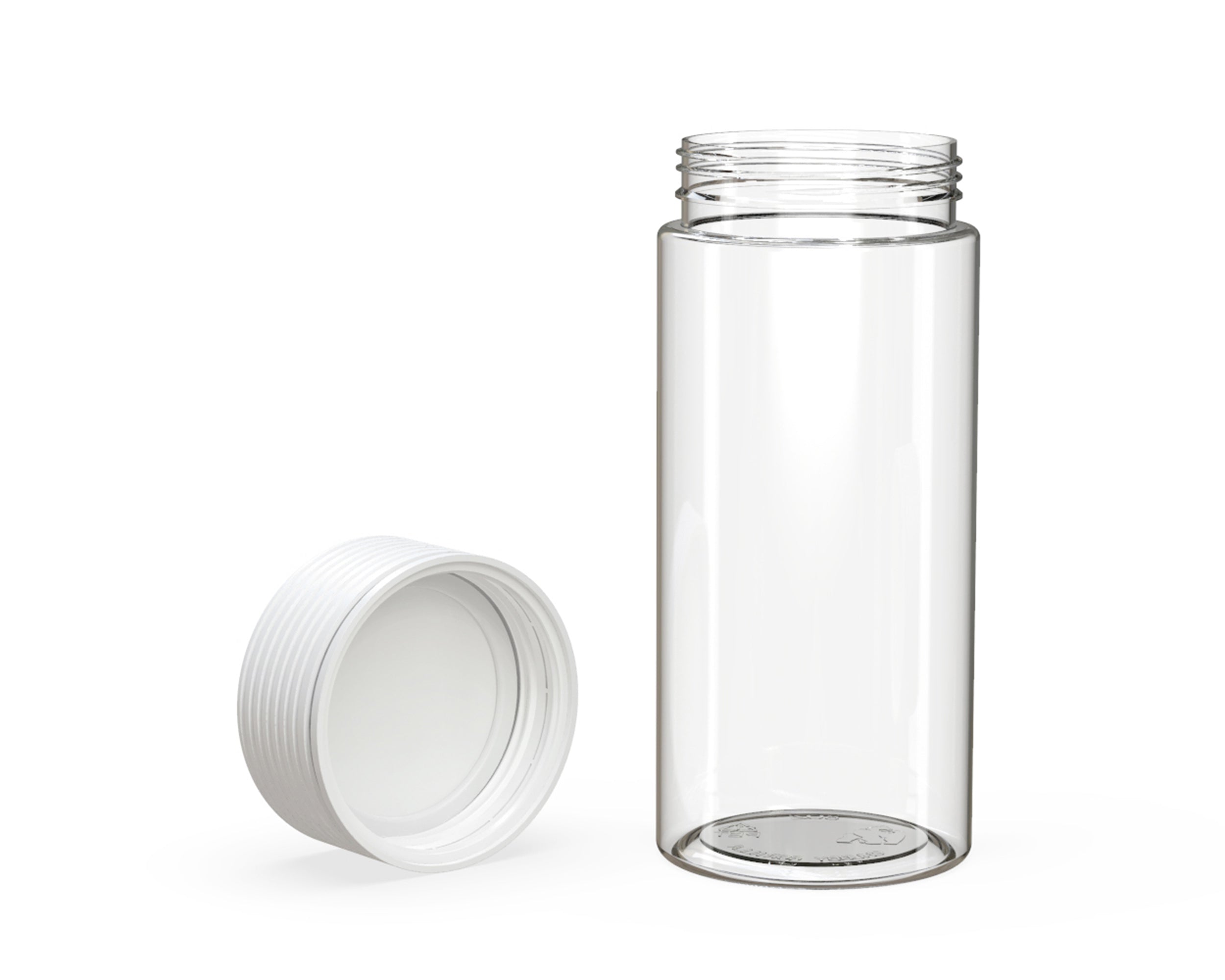 CHUBBY GORILLA | Child Resistant Clear Plastic Spiral Jar w/ White Cap | 55mm - 8oz - 300 Count